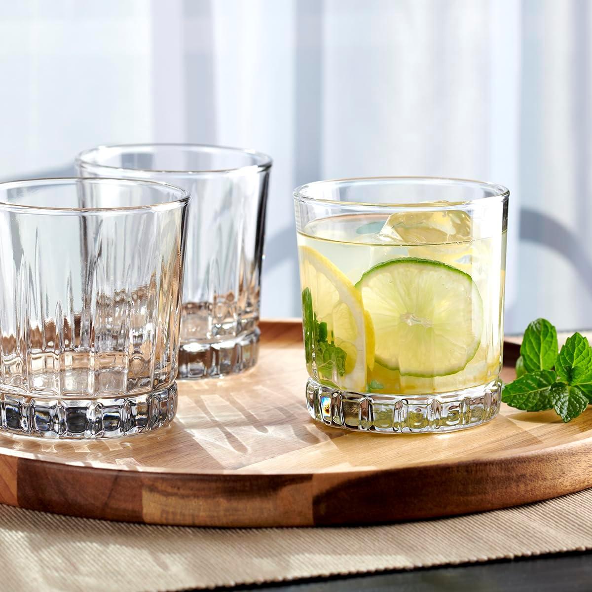 Anniston Clear Glass 16-Piece Drinkware Set with Rocks and Tumbler Glasses