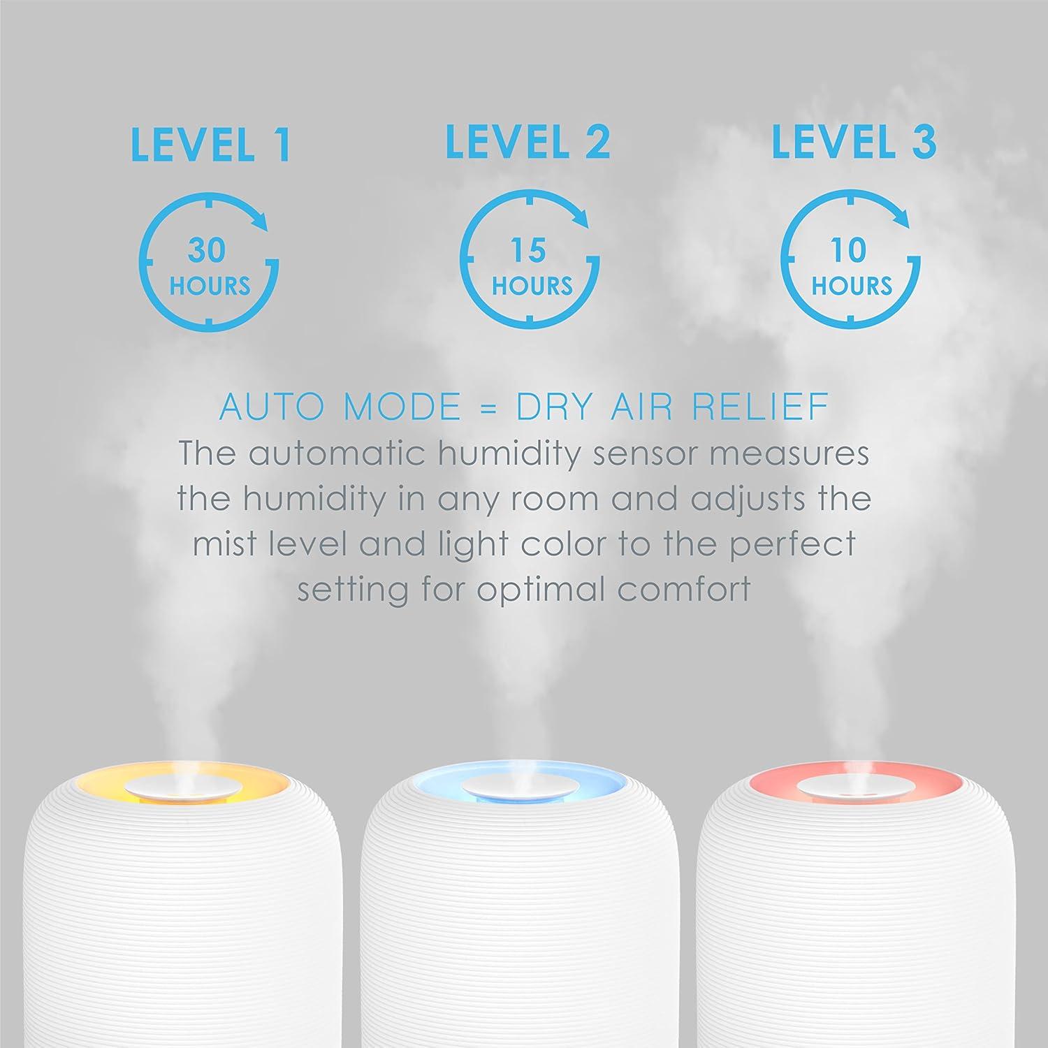 Pure Enrichment HUME Sense Top-Fill Humidifier with Auto Mode Humidity Sensor