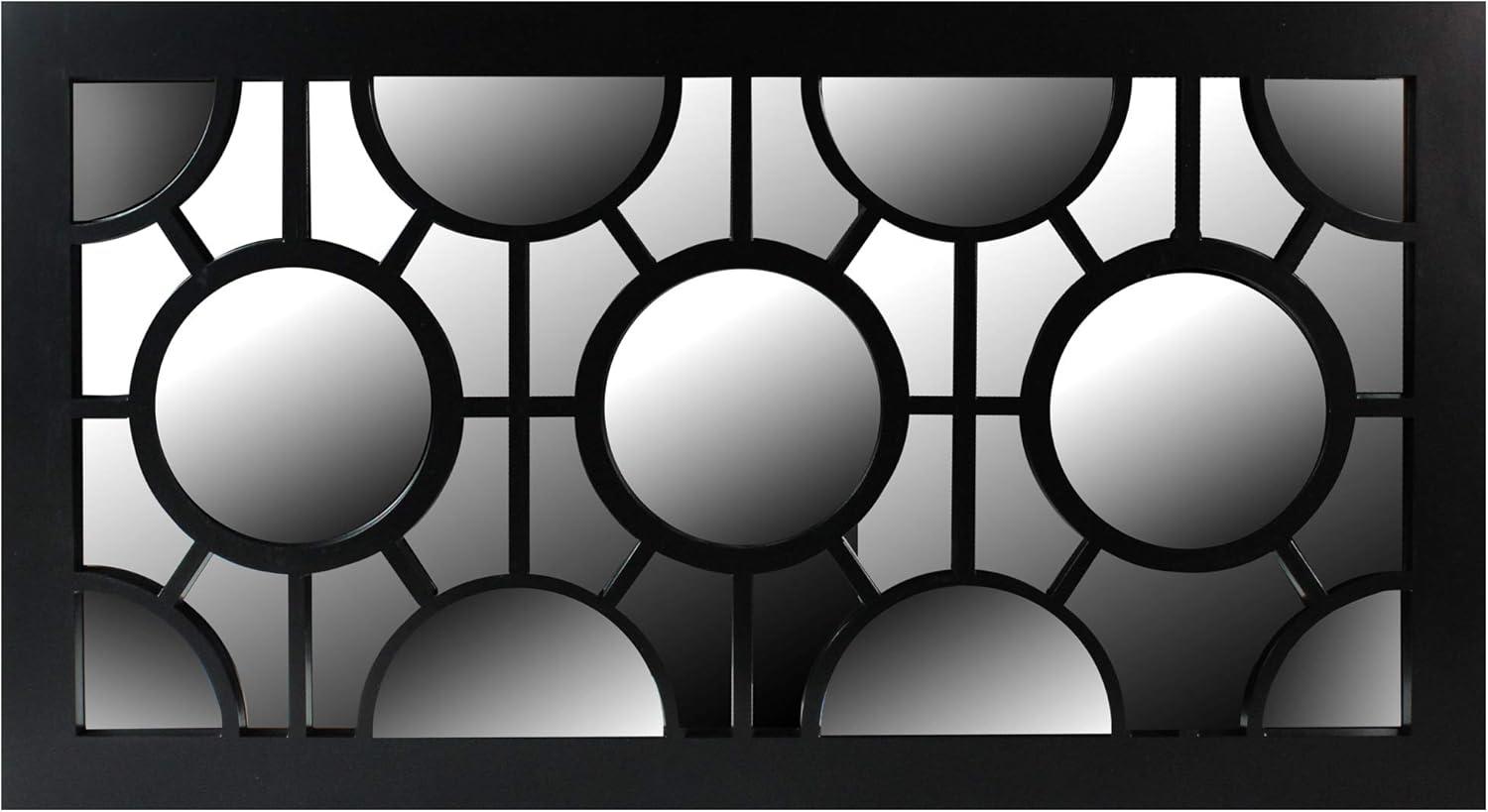 Geometric Lattice Overlay 25.5" Black Rectangular Wall Mirror