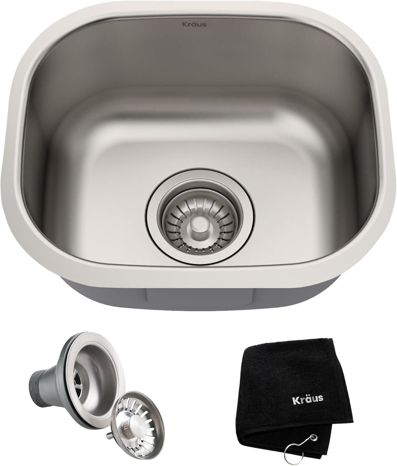 Kraus 15-inch Satin Stainless Steel Undermount Single Bowl Sink