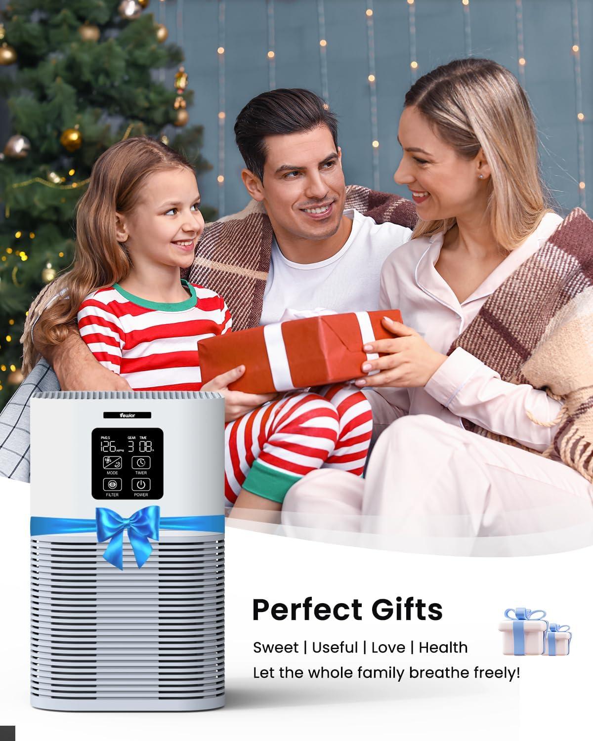 Air Purifiers For Home, HEPA Air Purifiers For Large Room Up To 600 Sq.Ft, H13 True HEPA Air Filter With Fragrance Sponge 6 Timers Quiet Air Cleaner For Pet Dander Wildfire