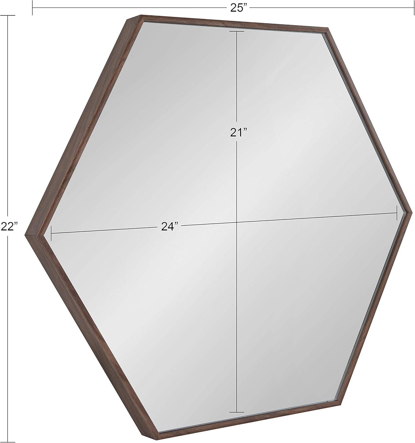 22" x 25" Rhodes Hexagon Wall Mirror Walnut Brown - Kate & Laurel: Modern Plastic Frame, No Assembly Required