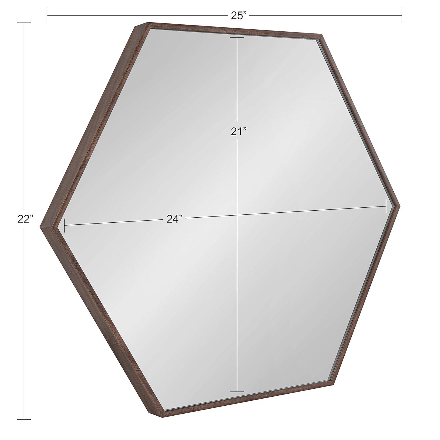 22" x 25" Rhodes Hexagon Wall Mirror Walnut Brown - Kate & Laurel: Modern Plastic Frame, No Assembly Required