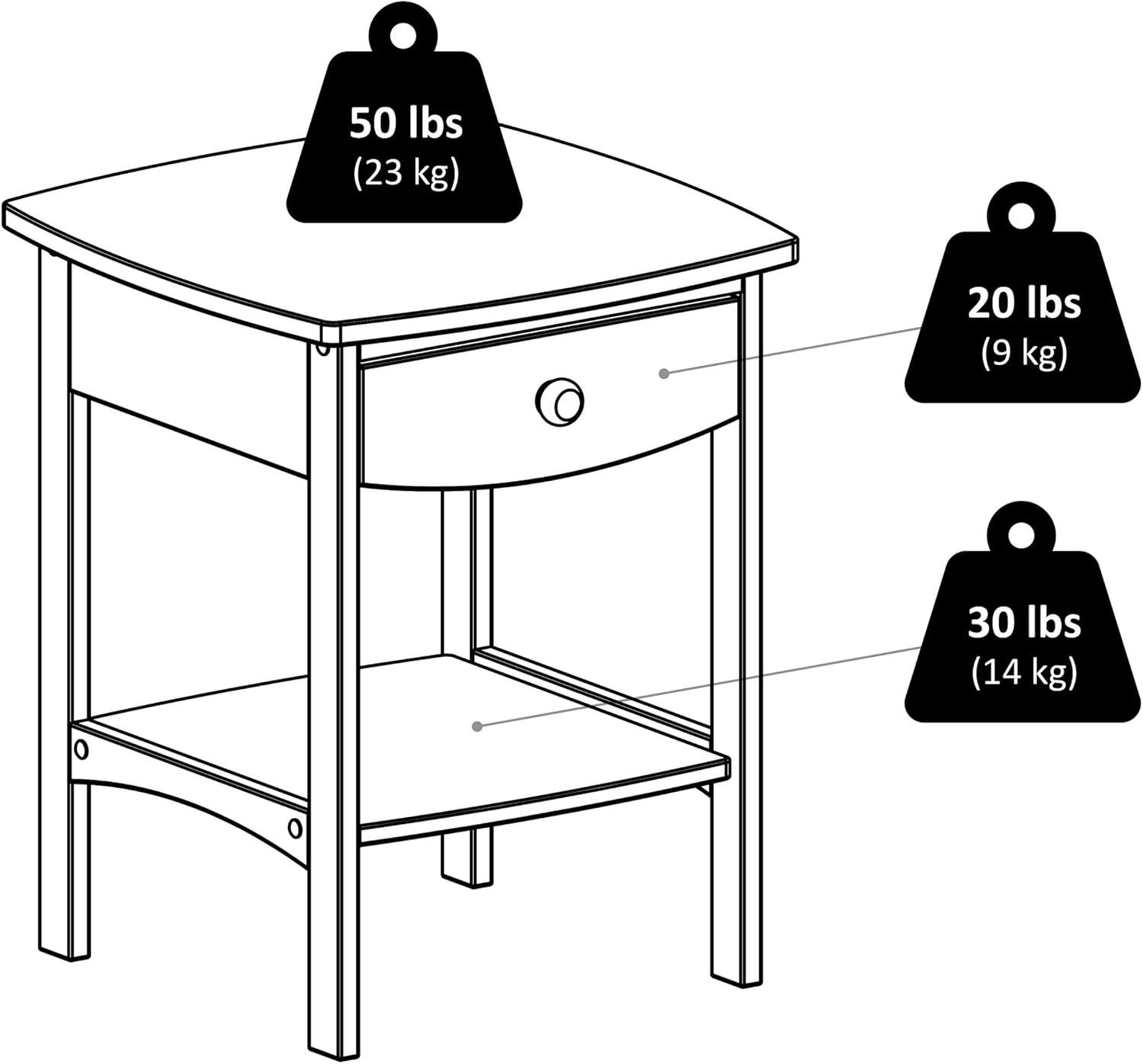 Claire Accent Table White - Winsome: Wood Composite Nightstand with Drawer & Shelf, Spot Clean