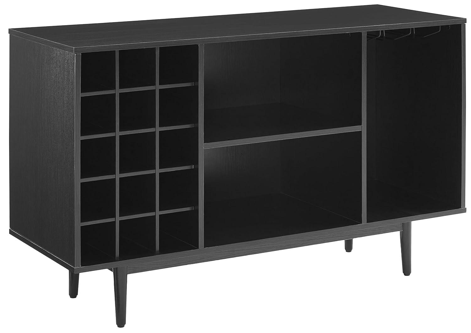 Liam Black Mid-Century Modern Wine Storage Sideboard
