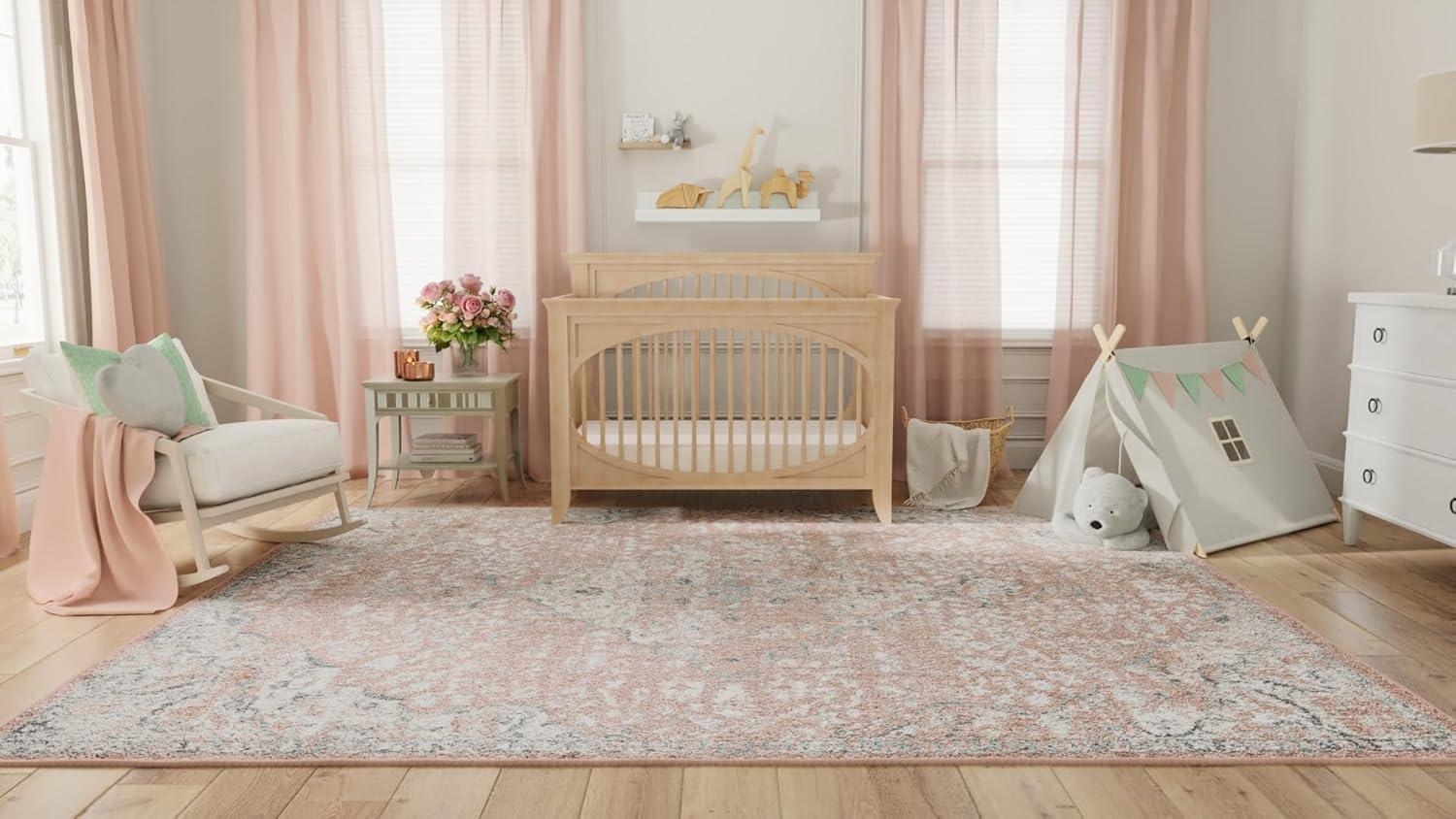 Hailey Pink Amaranth Entryway Rug - Vintage Boho Rug for Hallways, Pink Rug for Bedroom, Stylish Accent Rug, 2'6"x12'