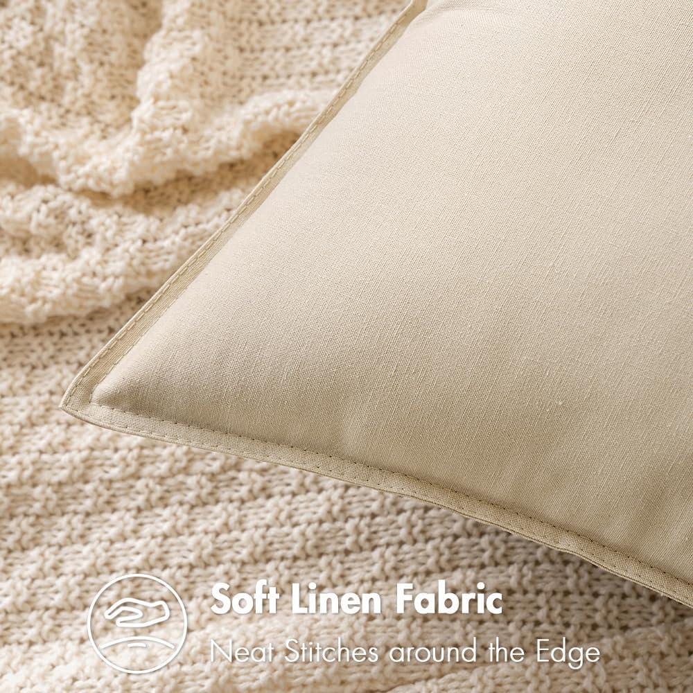 MIULEE Pack of 2 Decorative Linen Pillow Covers 18x18 Inch Brick Farmhouse Soild Neutral Throw Pillow Covers Soft Accent Decorative Pillowcases Home Decors for Couch Sofa Bed Living Room