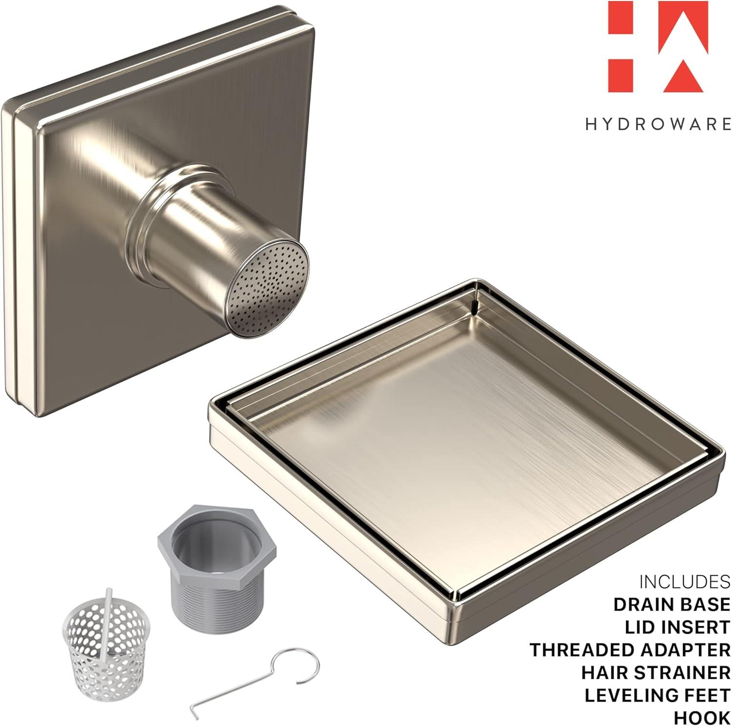 6-Inch Stainless Steel Square Shower Drain with Hair Strainer