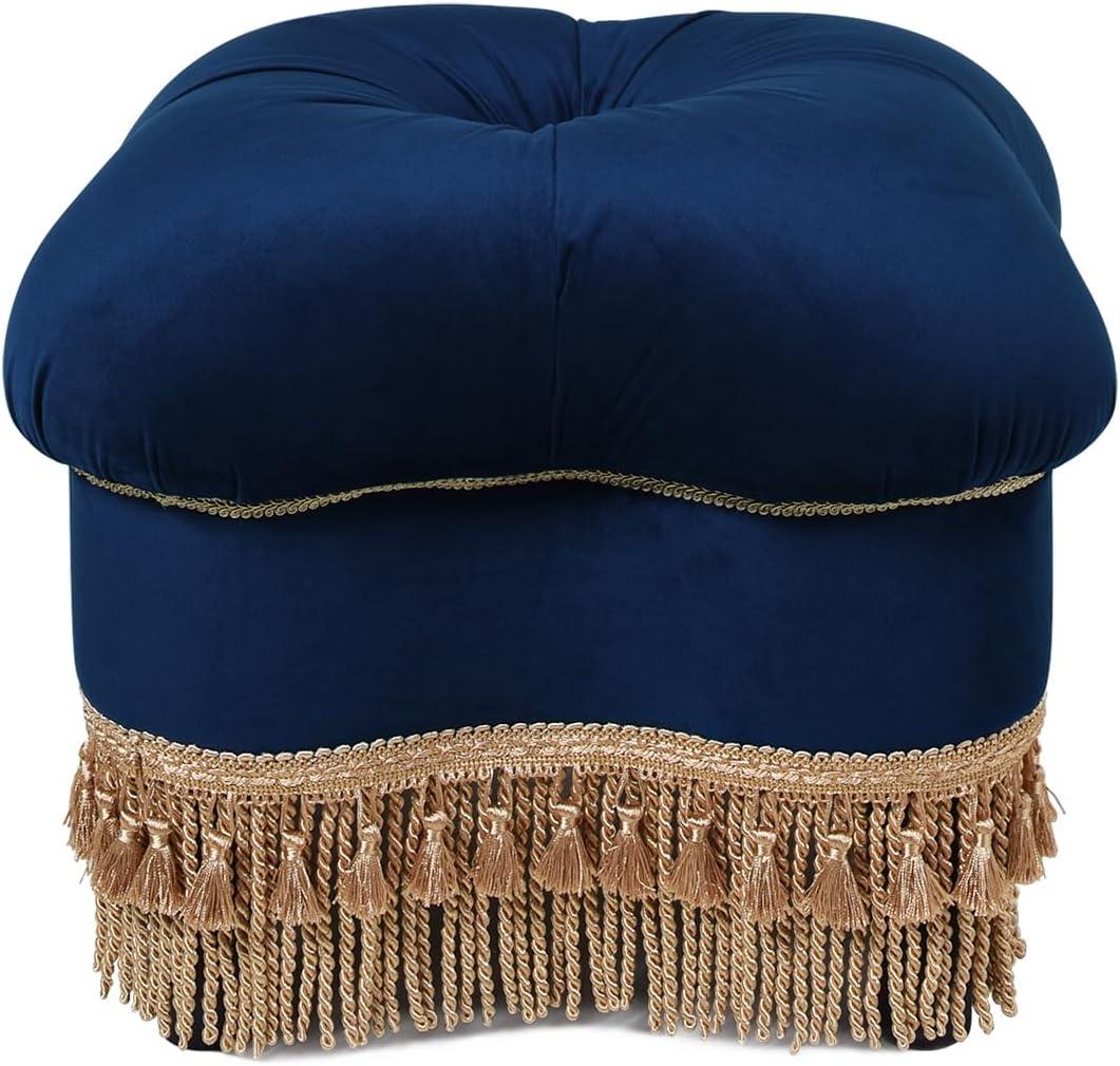 Ellen Hand-Tufted Clover Ottoman Navy Blue