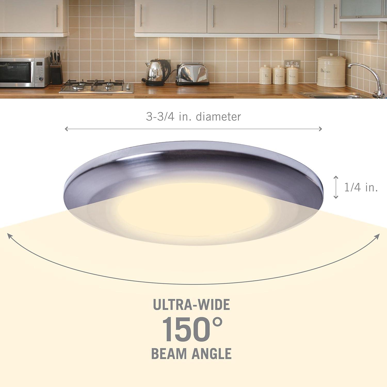 Wafer Thin Under Cabinet LED Puck Light, 2700K, Silver