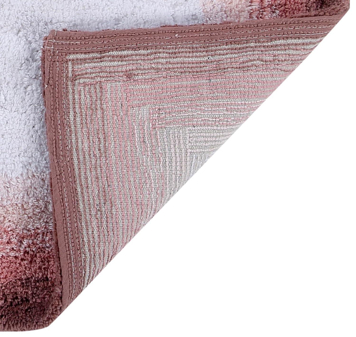 Latitude Run® Torrent 100% Cotton Tufted Bath Rug with Non-Slip Backing Machine Washable Luxurious Ombre Pattern Ultra Soft and Absorbent Bathroom Rug