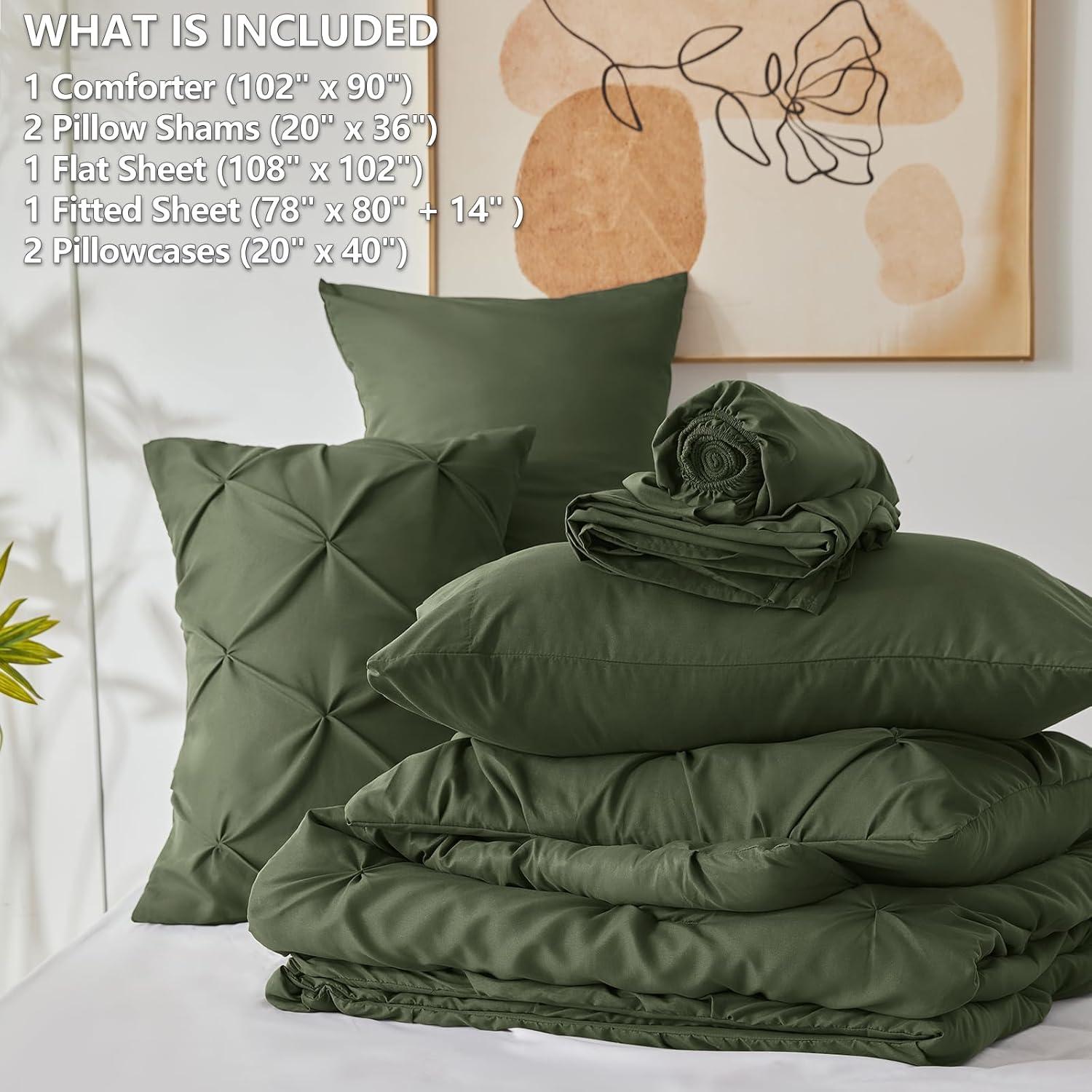 Comforter Set Olive Green - 7 Piece - King