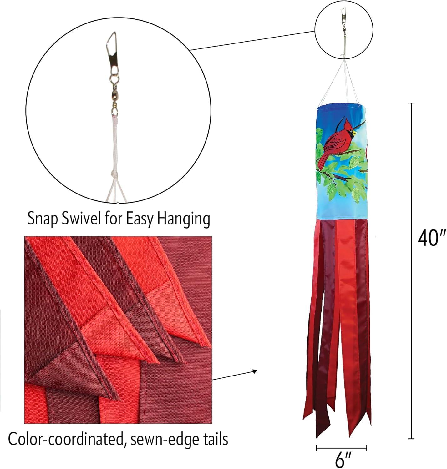 Cardinal 40-Inch Red and Blue Polyester Windsock