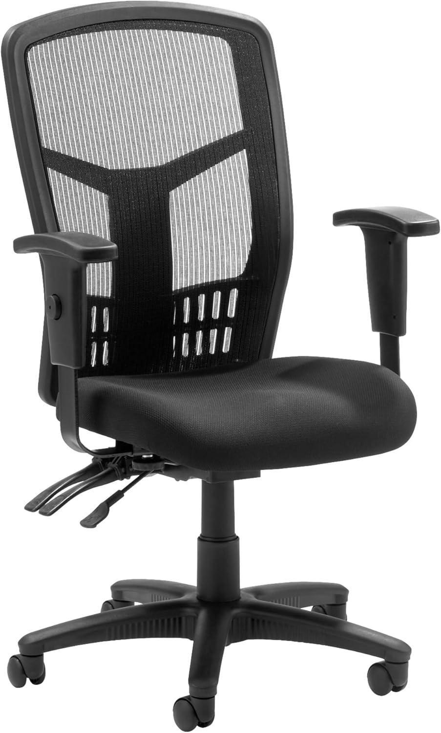 Lorell Executive High-back Mesh Chair Black Fabric Seat - Gray Back - Black Steel, Plastic Frame - 5-star Base - 21" Seat Width x 19.50" Seat Depth - 28.5" Width x 28.5" Depth x 45" Height - 1 Each