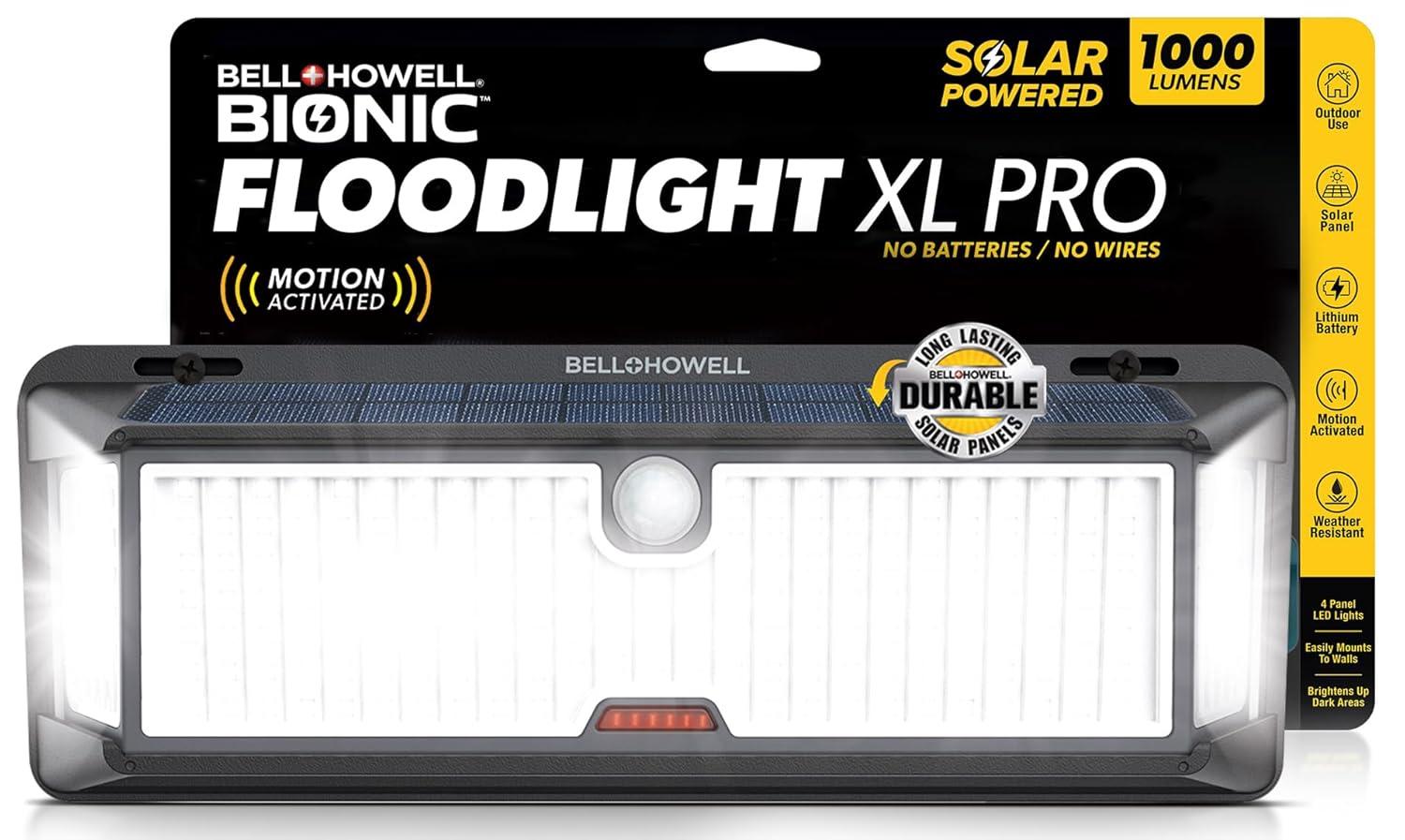 Bell + Howell Bionic Wall Light XL Pro – 1000 Lumens Solar Powered Motion Activated Outdoor LED Light