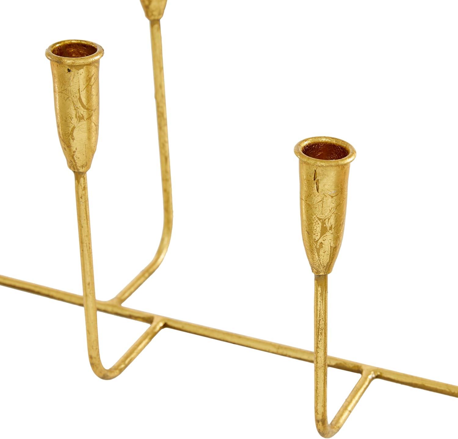 Contemporary Metal Candle Holder Gold - CosmoLiving by Cosmopolitan: Sturdy Base, 7 Taper Capacity, Indoor Use