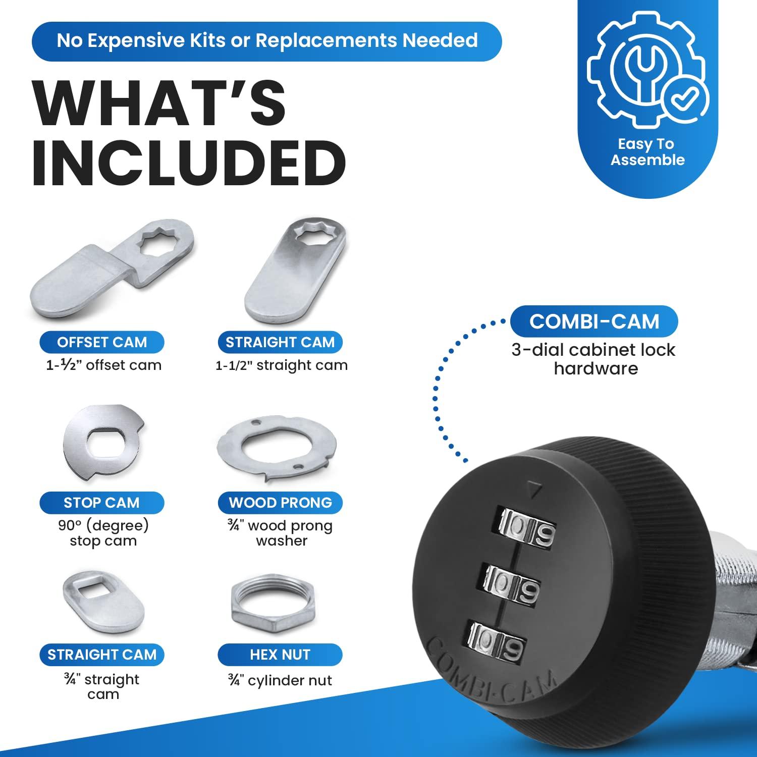 Black Zinc Keyless Combination Cam Lock for Cabinets and Drawers