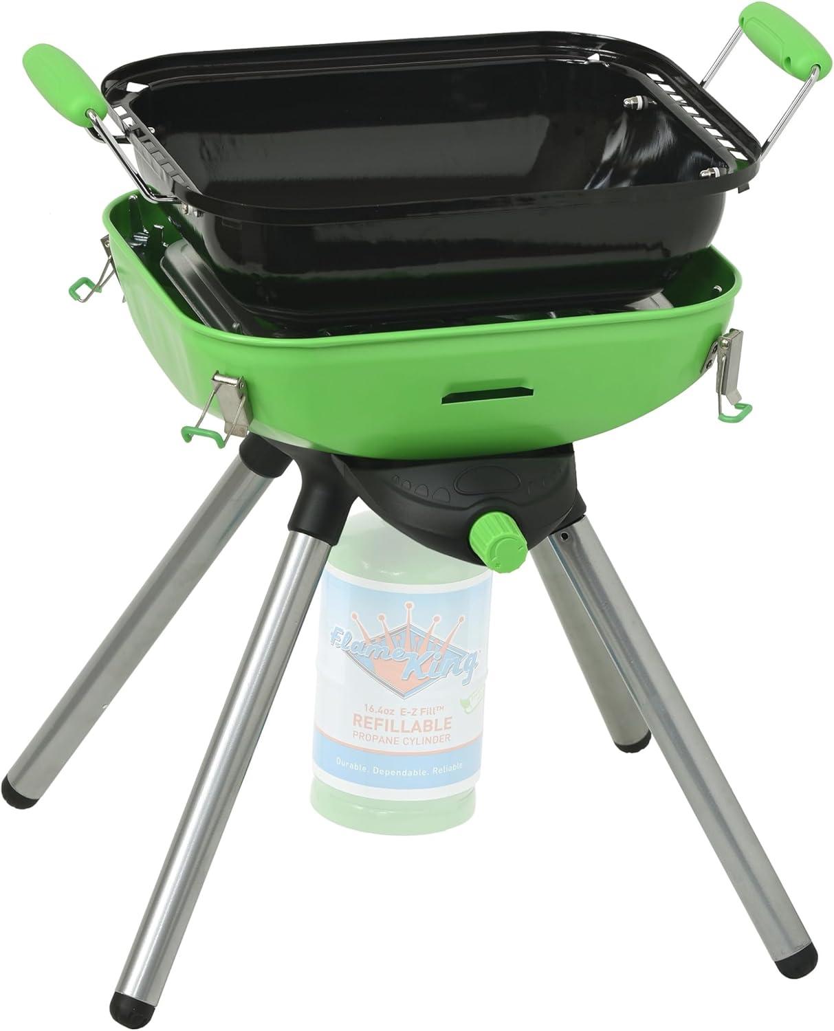 Flame King Multi-Function Portable Propane BBQ Grill Camp Stove, 9.5 x 12 Inch Cooking Surface