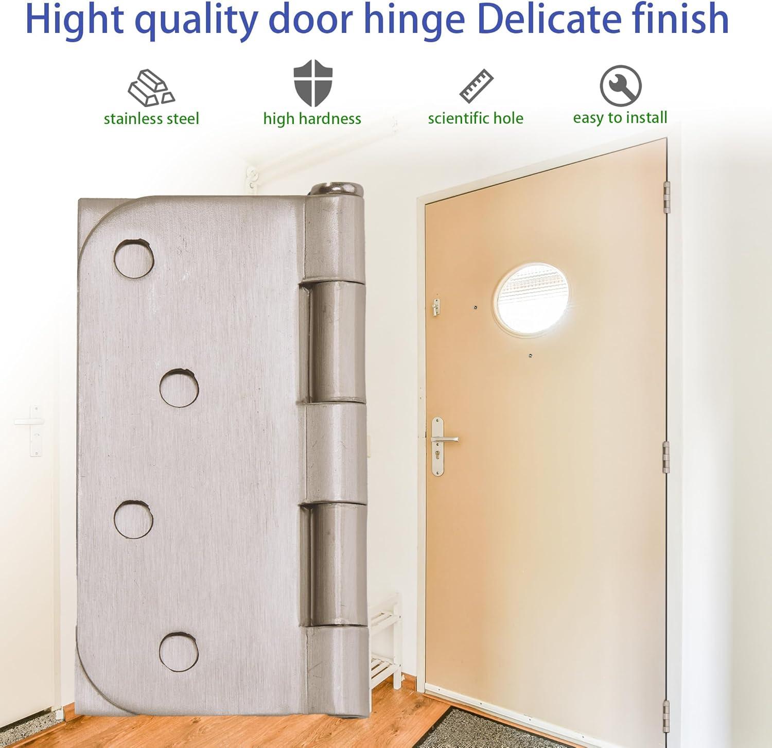 18-Pack Satin Nickel 4" x 4" Rounded Door Hinges