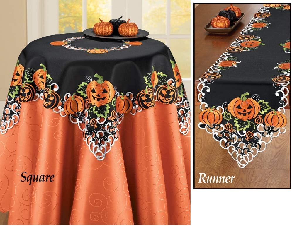 Collections Etc Halloween Pumpkins Table Runner / Topper Runner