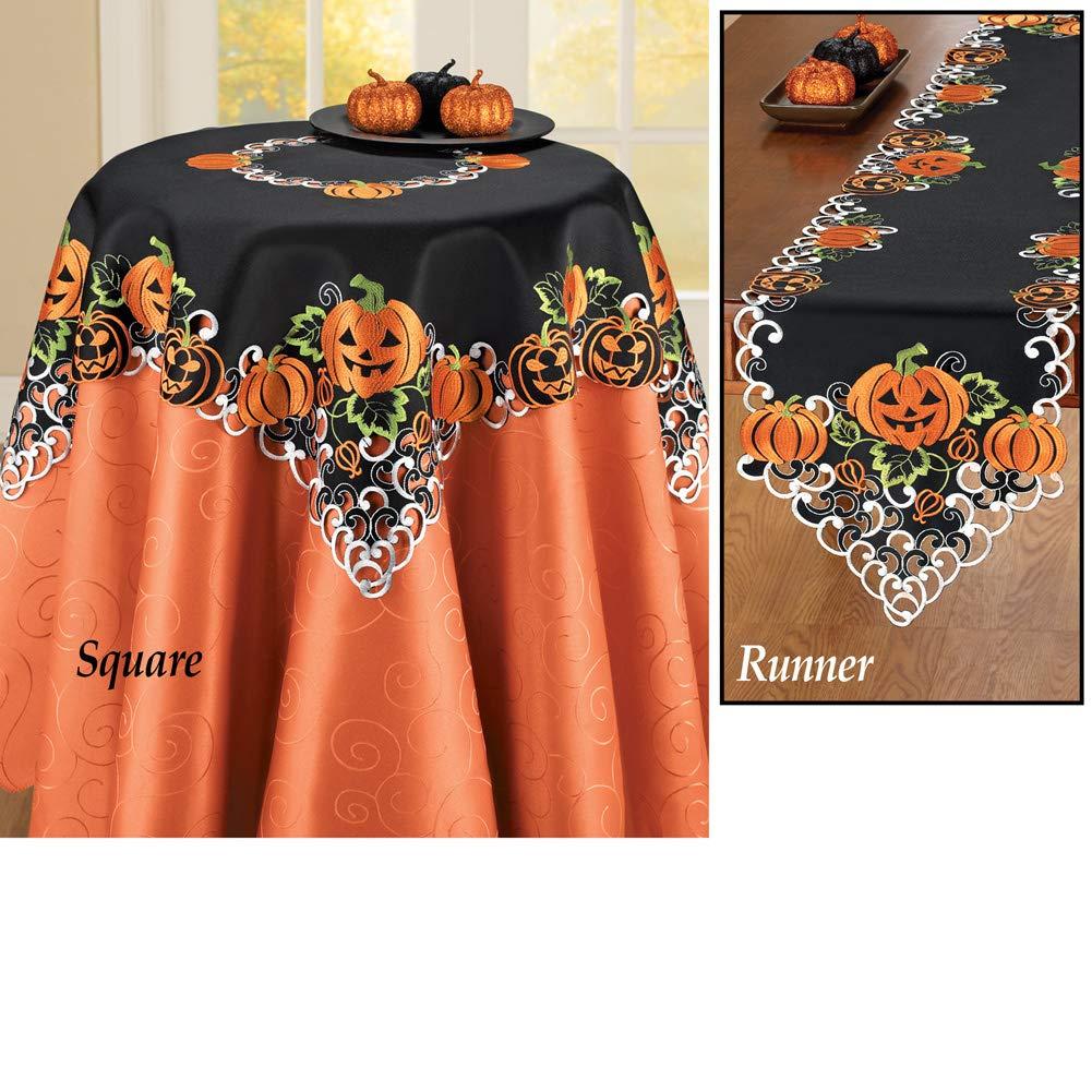 Collections Etc Halloween Pumpkins Table Runner / Topper Runner