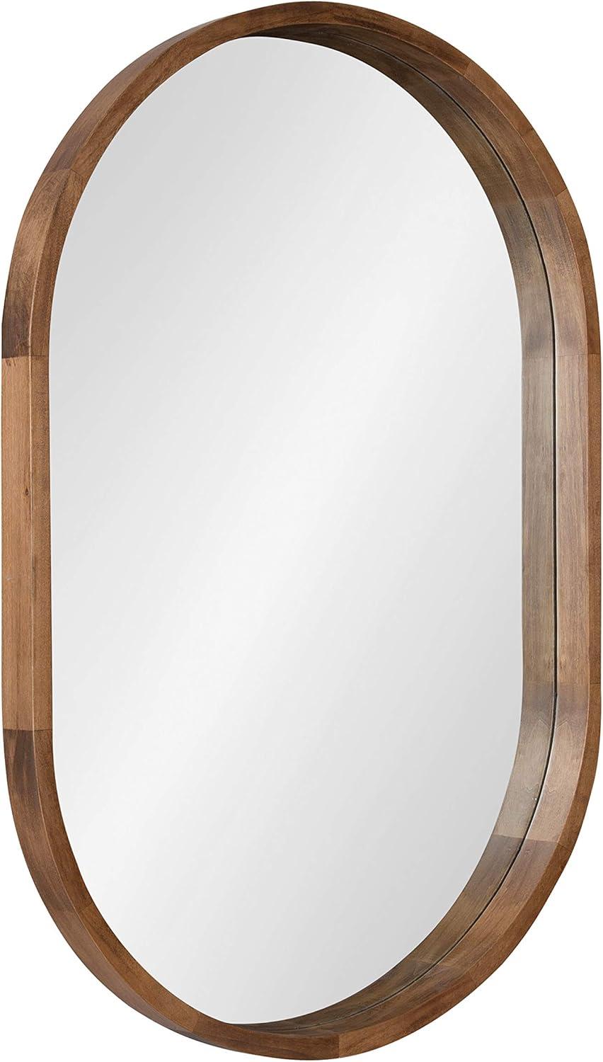 24" x 36" Hutton Wood Framed Capsule Wall Mirror Rustic Brown - Kate & Laurel All Things Decor