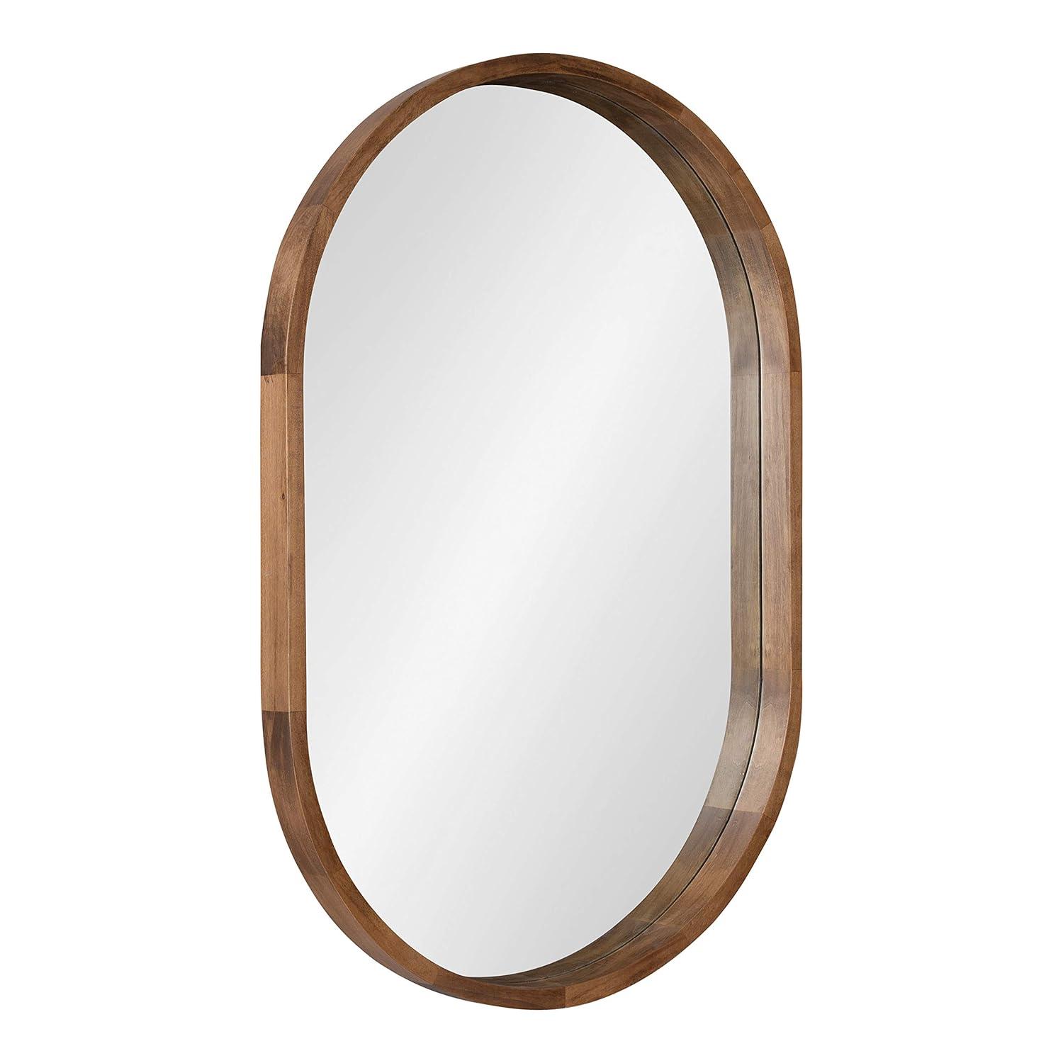 24" x 36" Hutton Wood Framed Capsule Wall Mirror Rustic Brown - Kate & Laurel All Things Decor