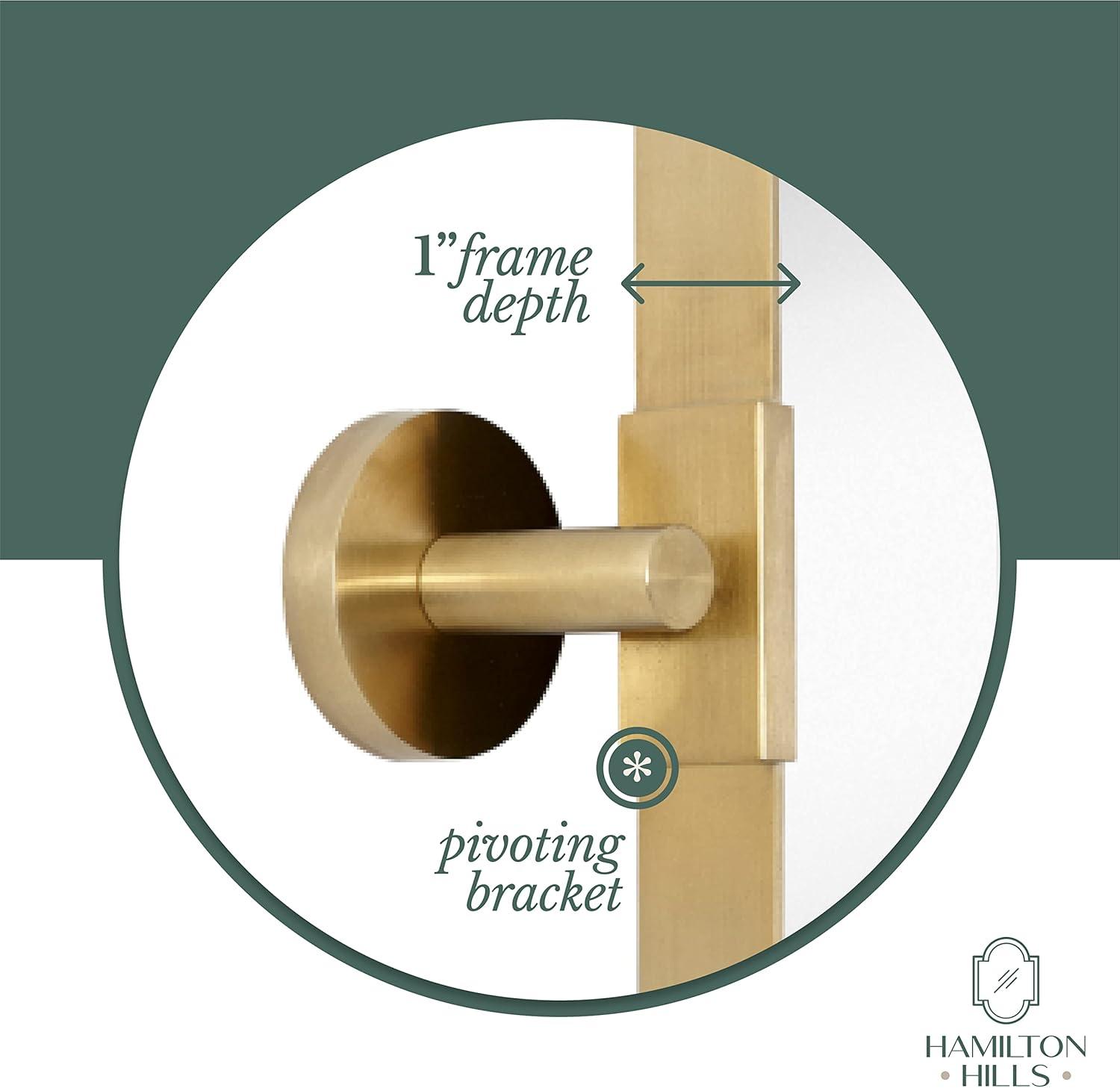 Hamilton Hills Black Metal Surrounded Round Pivot Mirror Silver Backed