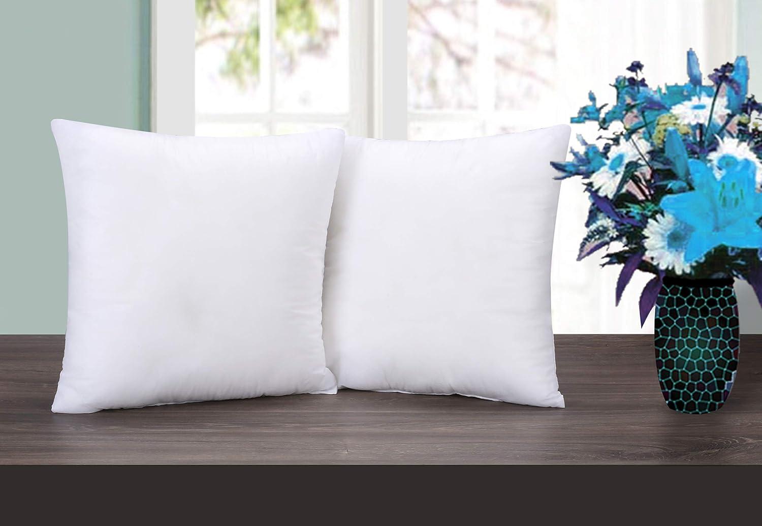 FBTS Prime 18x18 inch Square White Solid Down Alternative Pillow Inserts, 2 Packs