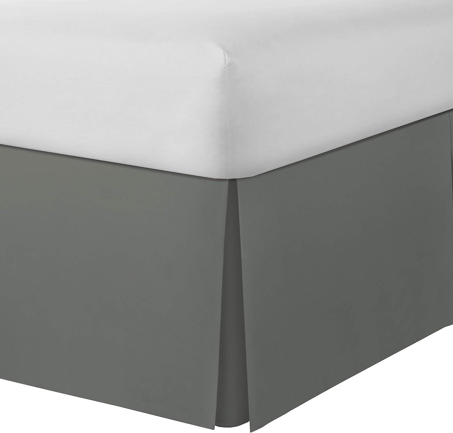 Twin Silver Polyester 21" Drop Length Bed Skirt