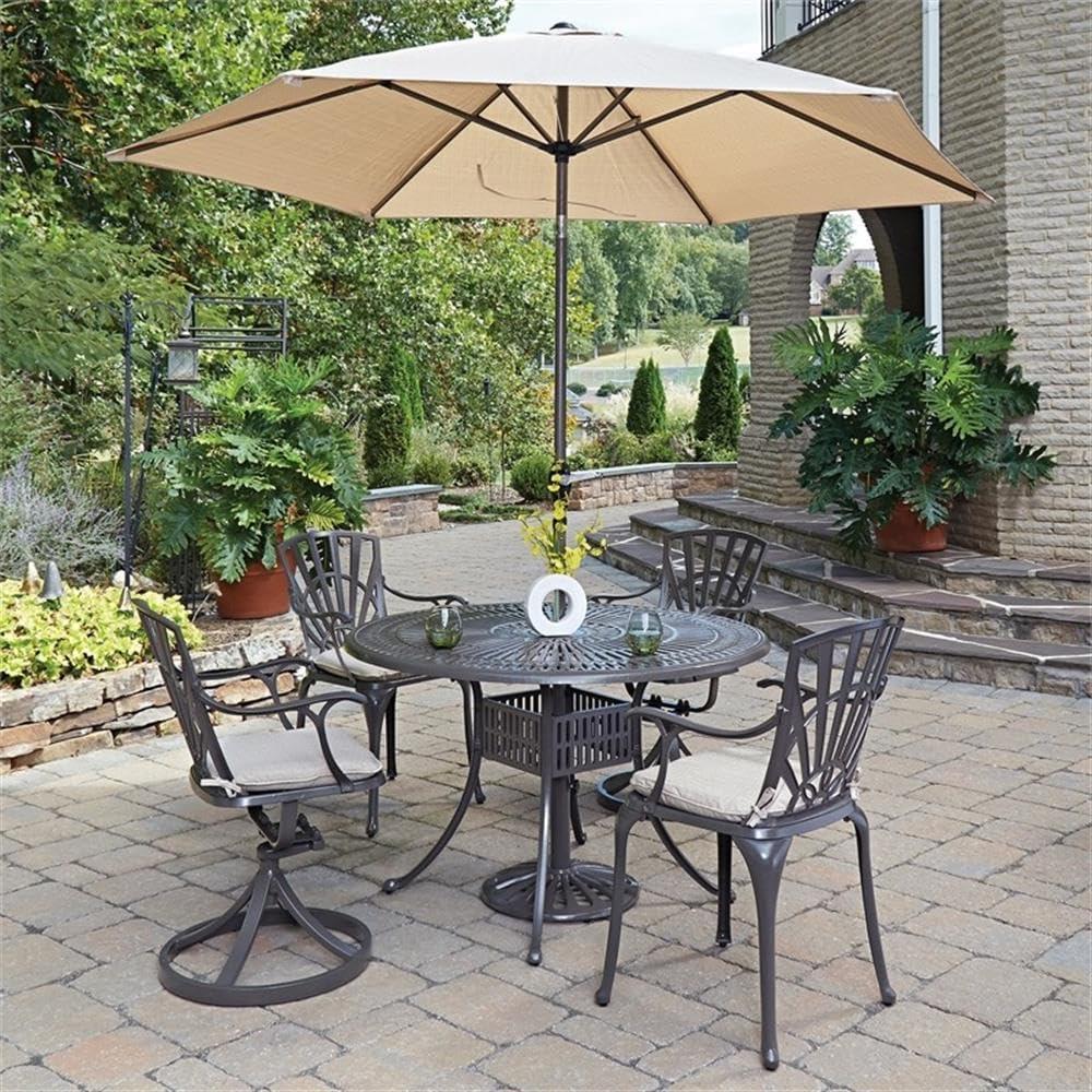 Homestyles Grenada Aluminum Outdoor Dining Table in Khaki Gray