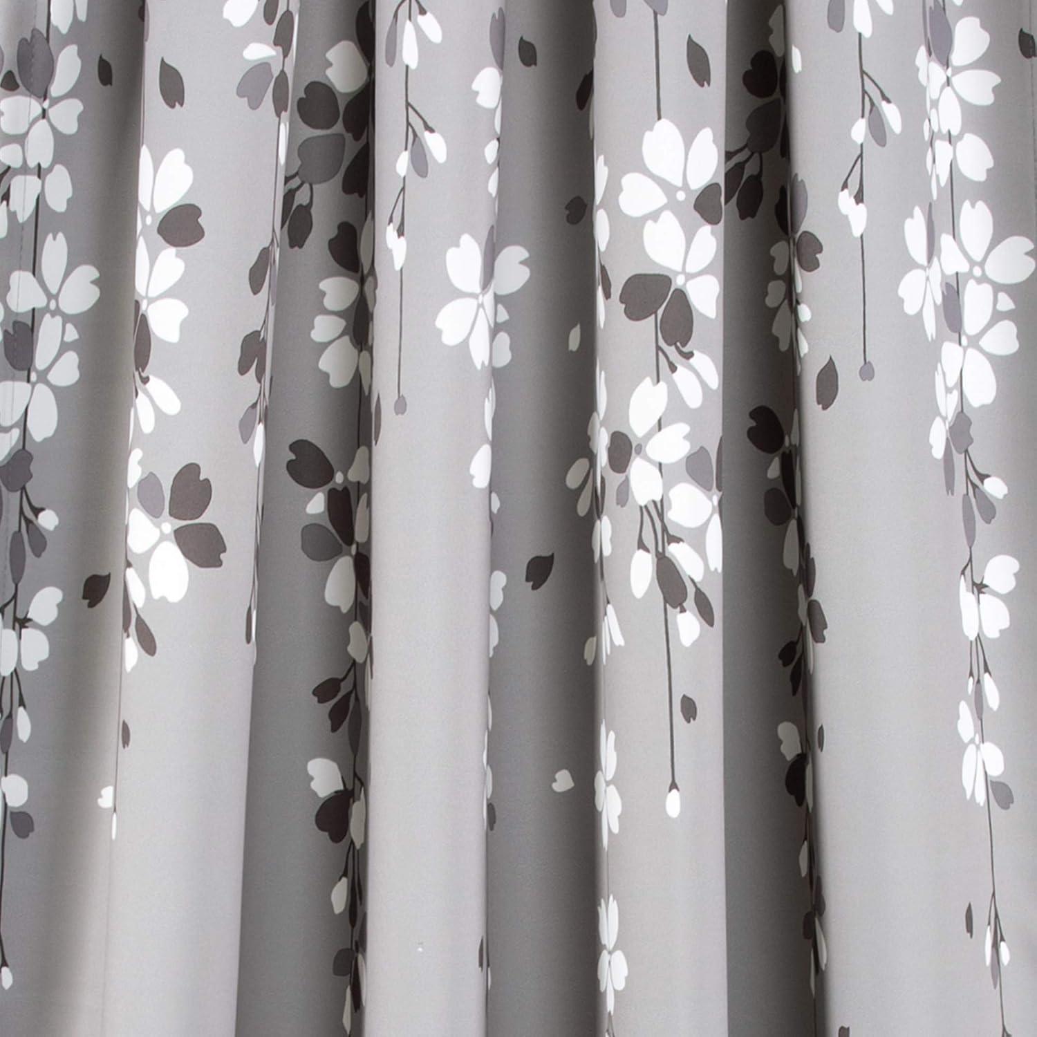 Lush Decor Weeping Flower Room Darkening Window Curtain Panels Gray 52X108+2 Set