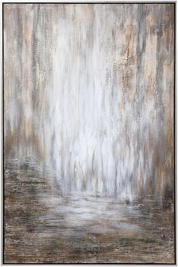 Desert Rain 61.25" Abstract Canvas Art in Brown and Silver