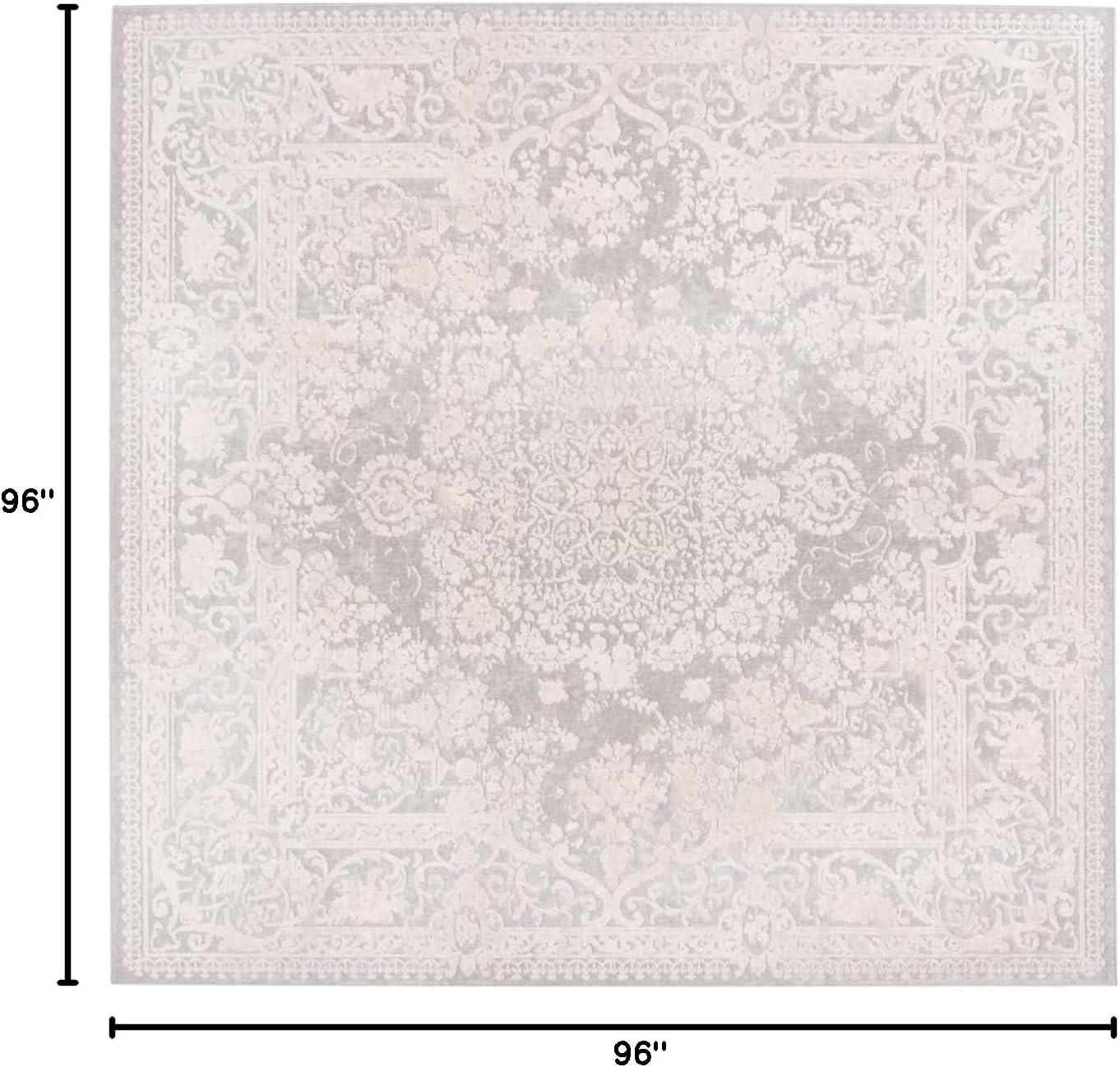 SAFAVIEH Reflection Sophia Traditional Area Rug, Light Grey/Cream, 8' x 8' Square