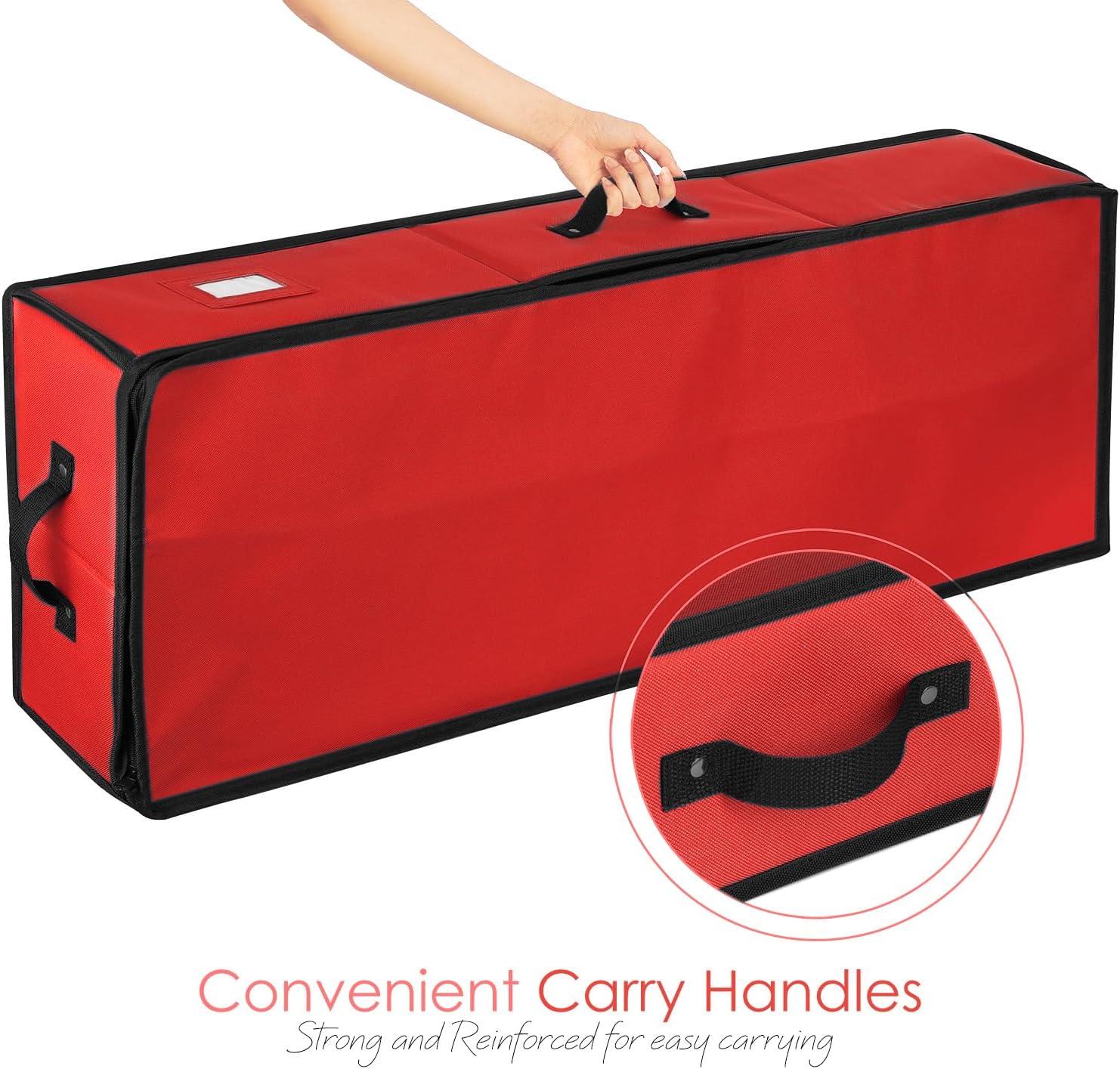 Hearth & Harbor Wrapping Paper Storage Container - Christmas Storage Bag with Interior Pockets - Fits Up to 22 Rolls of 40" - Red