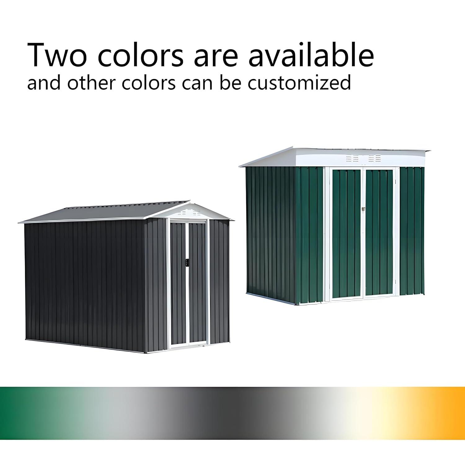 6' x 4' Metal Outdoor Storage Shed, Garden Tool House with 2 Vents and 2 Easy Sliding Doors for Backyard, Patio, Garage, Lawn Metal Storage Shed （Green）