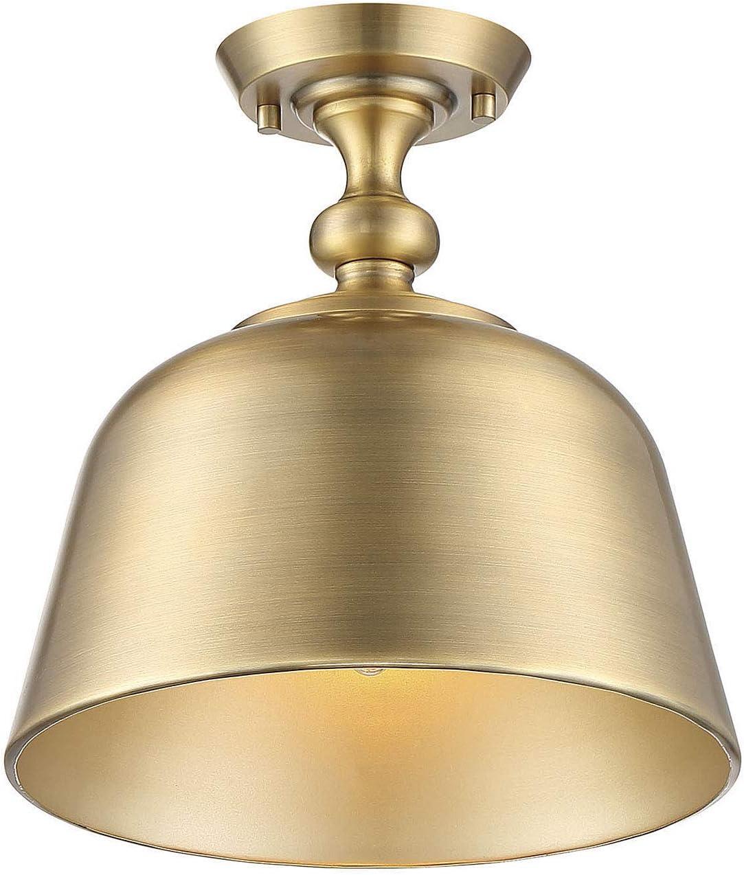 Warm Brass 12" Metal Semi-Flush Mount Ceiling Light