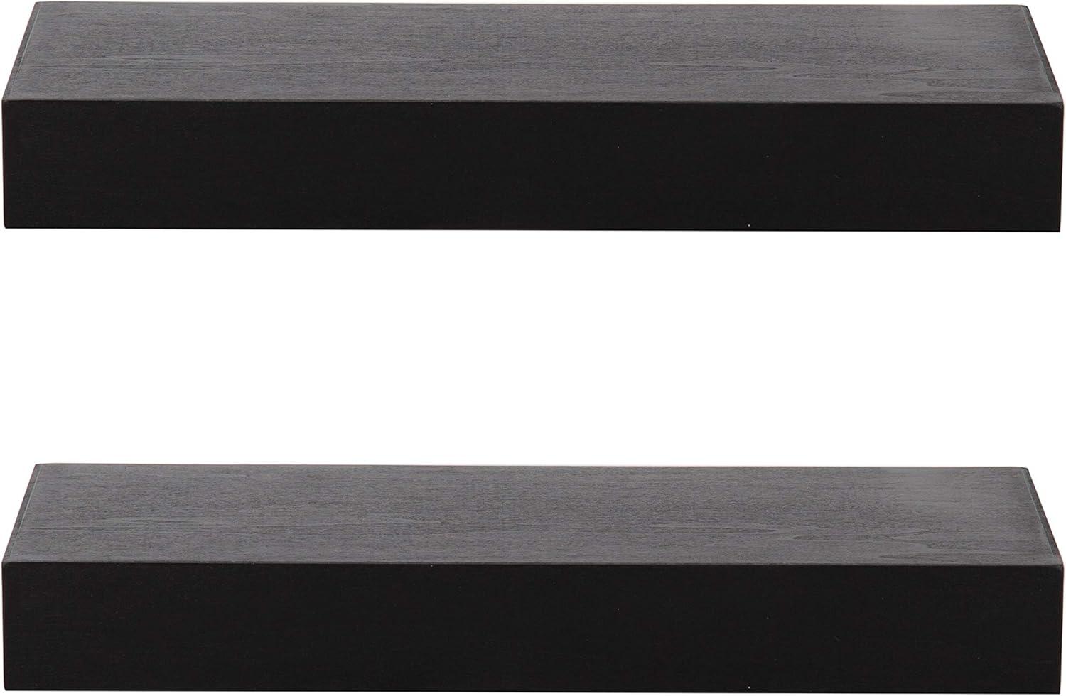 Havlock 18'' Black Wood Modern Floating Cube Shelves - Set of 2