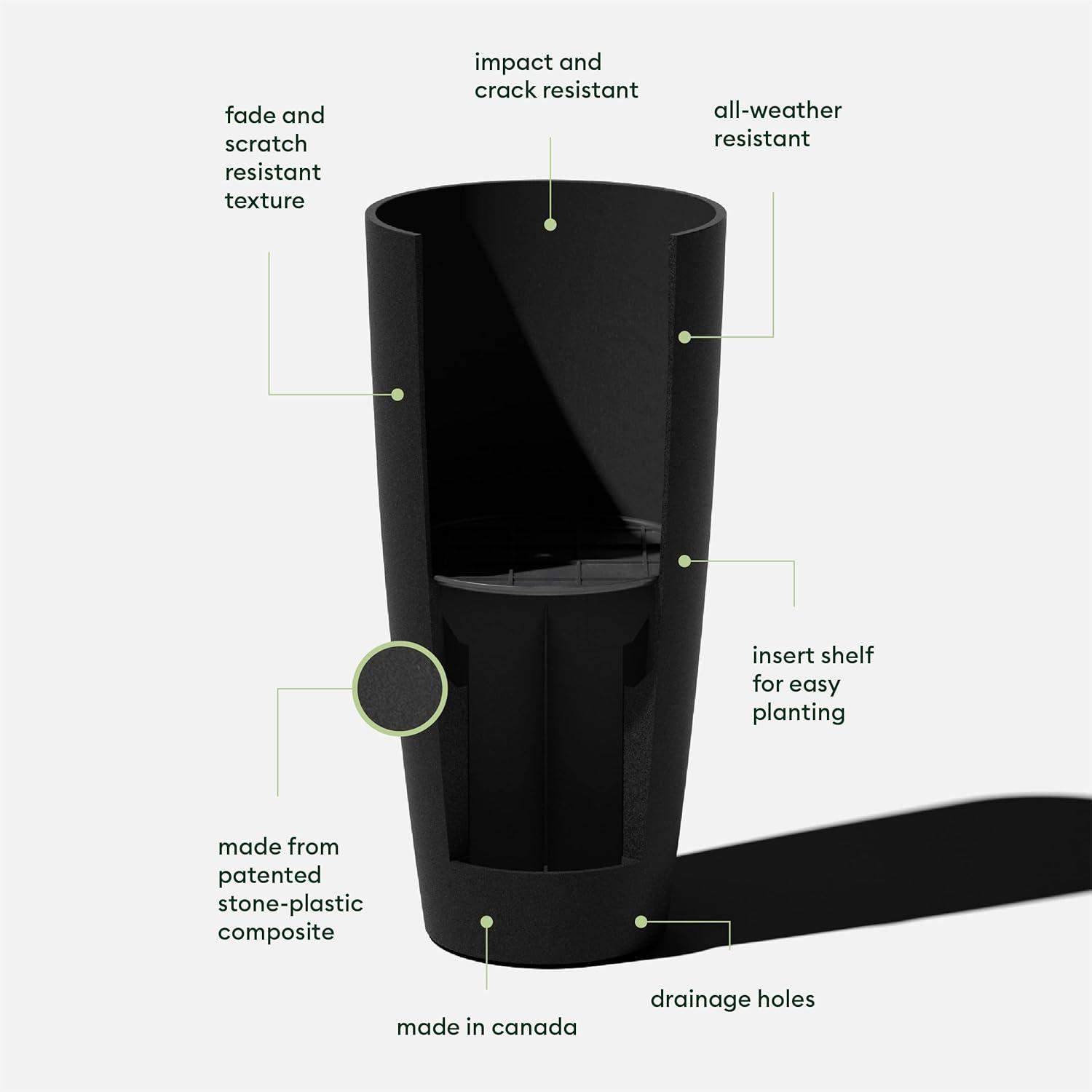 Veradek Mason Series Vega Planter - Round Tall Planter for Indoor or Outdoor Porch/Patio | Made from Plastic-Stone Composite with Drainage Holes | Modern Décor for, Flowers, Interior Plants