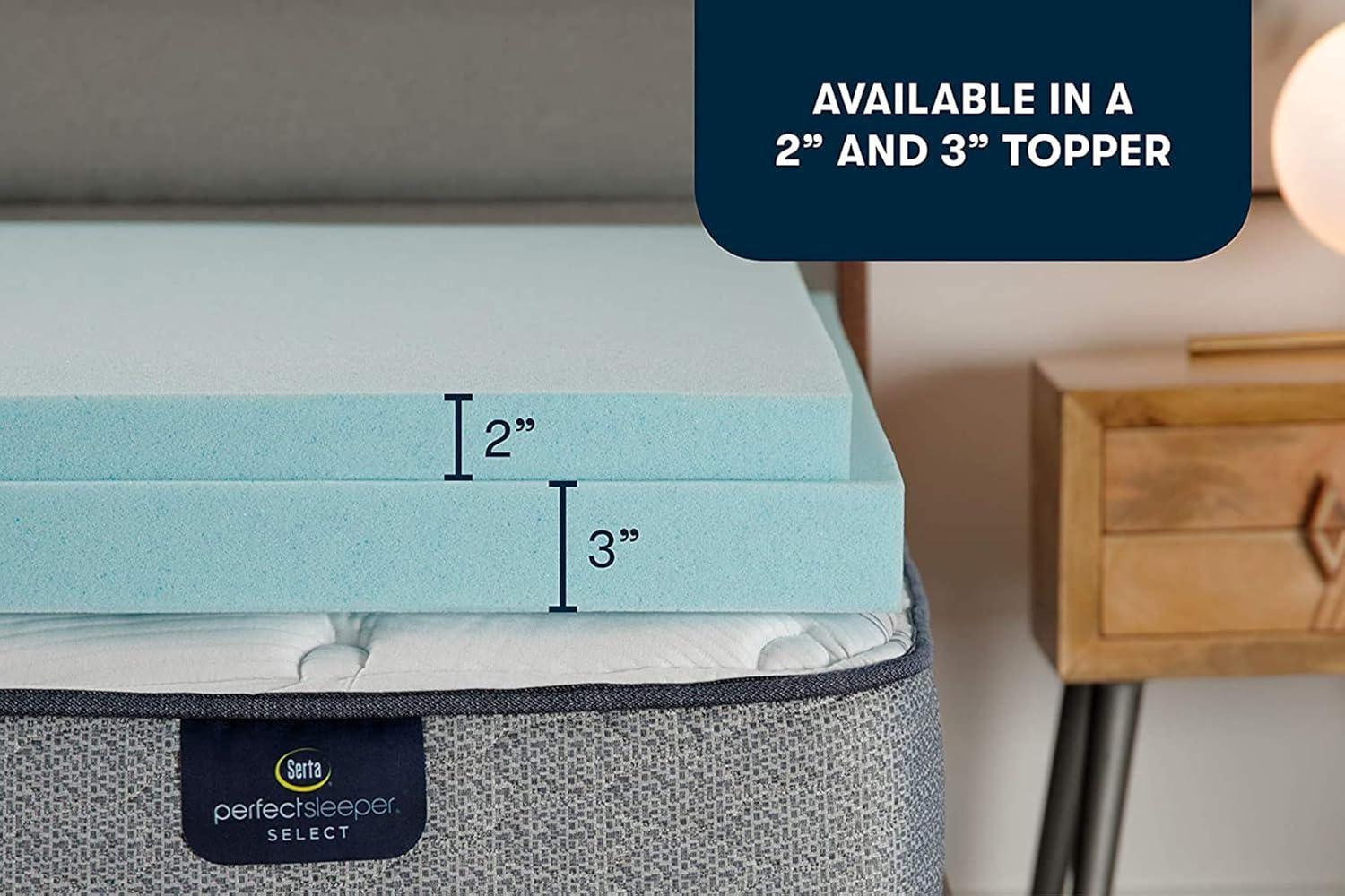 Serta Cooling ThermaGel Memory Foam Mattress Topper, 2 Inch