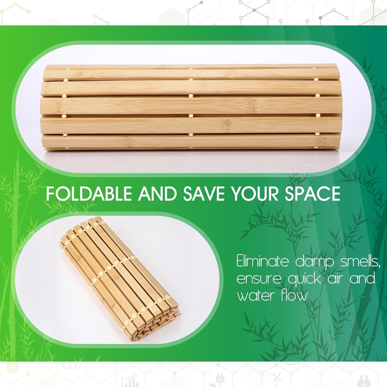 Bamboo Bath Mat Large Long Wood Bath Mat,16x48 Inch Non Slip Bamboo Shower Floor Mat Wooden Bathroom Mat for Bathtub,Spa,Door,Sauna or Outdoor (Natural Slat)