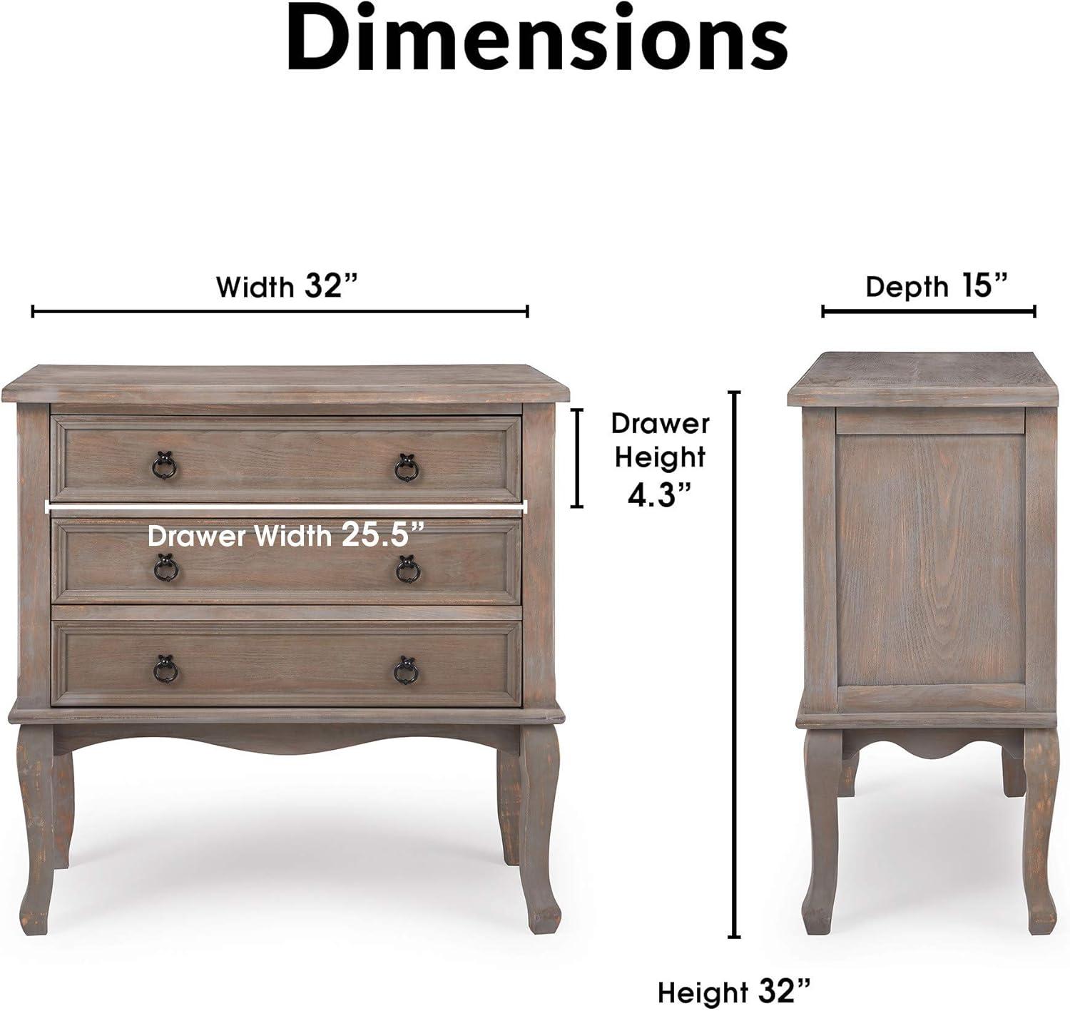 ClickDecor ClickDecor Thomas Antique Country Style Dresser Chest with 3-Drawers
