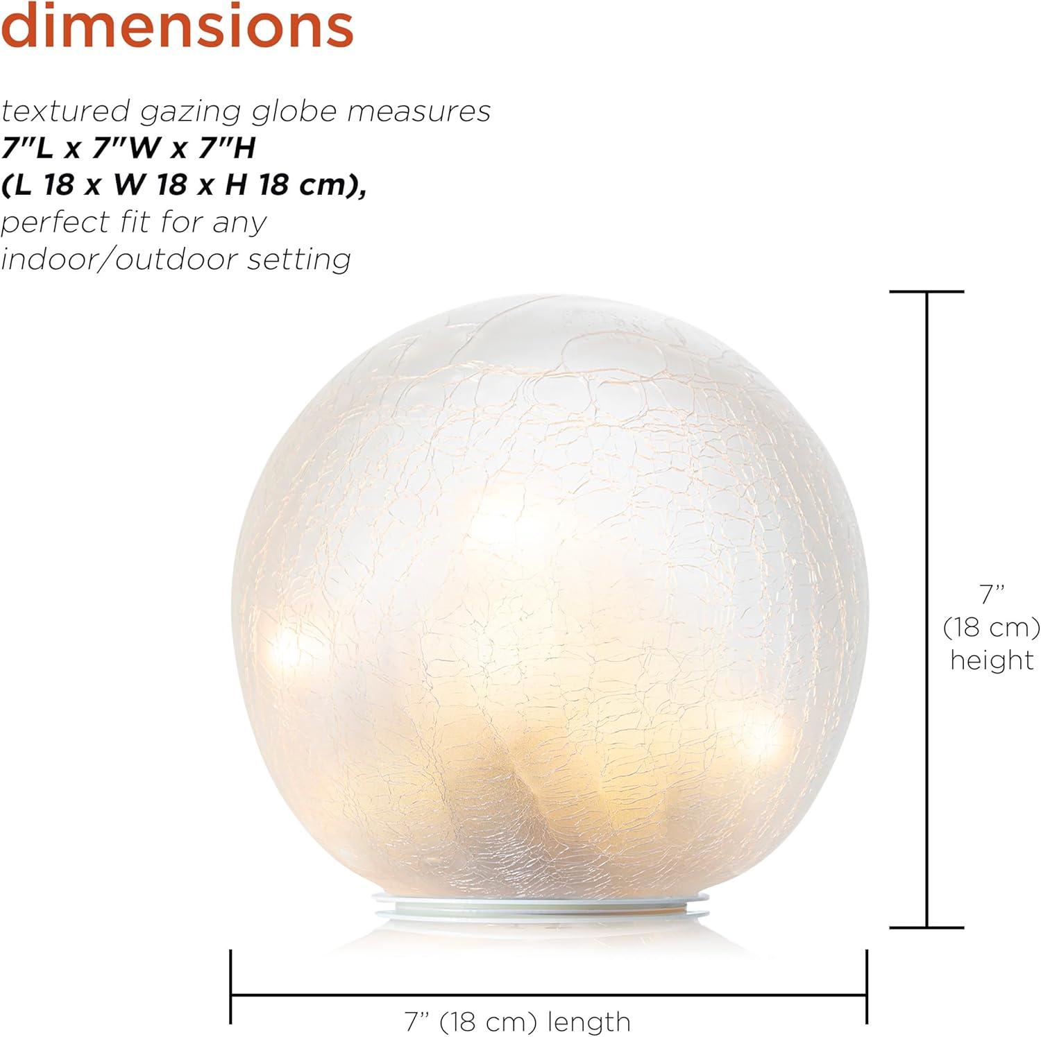 Luminous 7" White Glass LED Gazing Globe for Indoor/Outdoor Decor