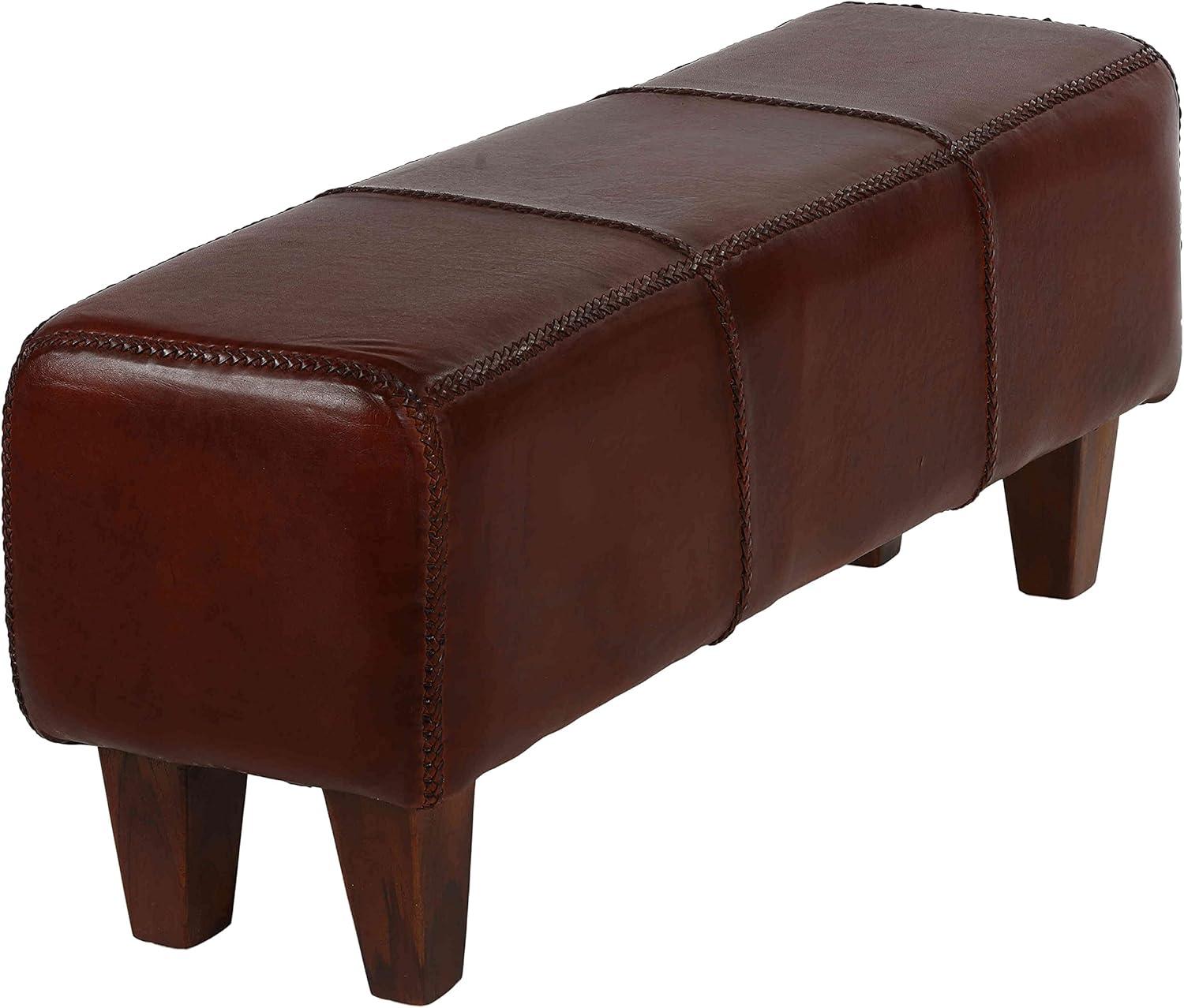 Genuine Leather Upholstered Bench