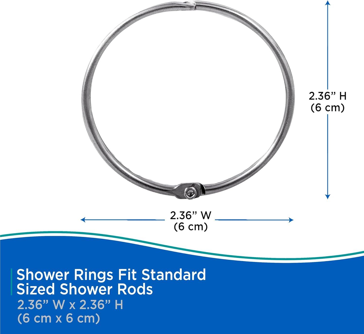 Kenney Kenney Rust-Resistant Metal Circular O-Ring Shower Curtain Rings, Chrome (Set of 12)