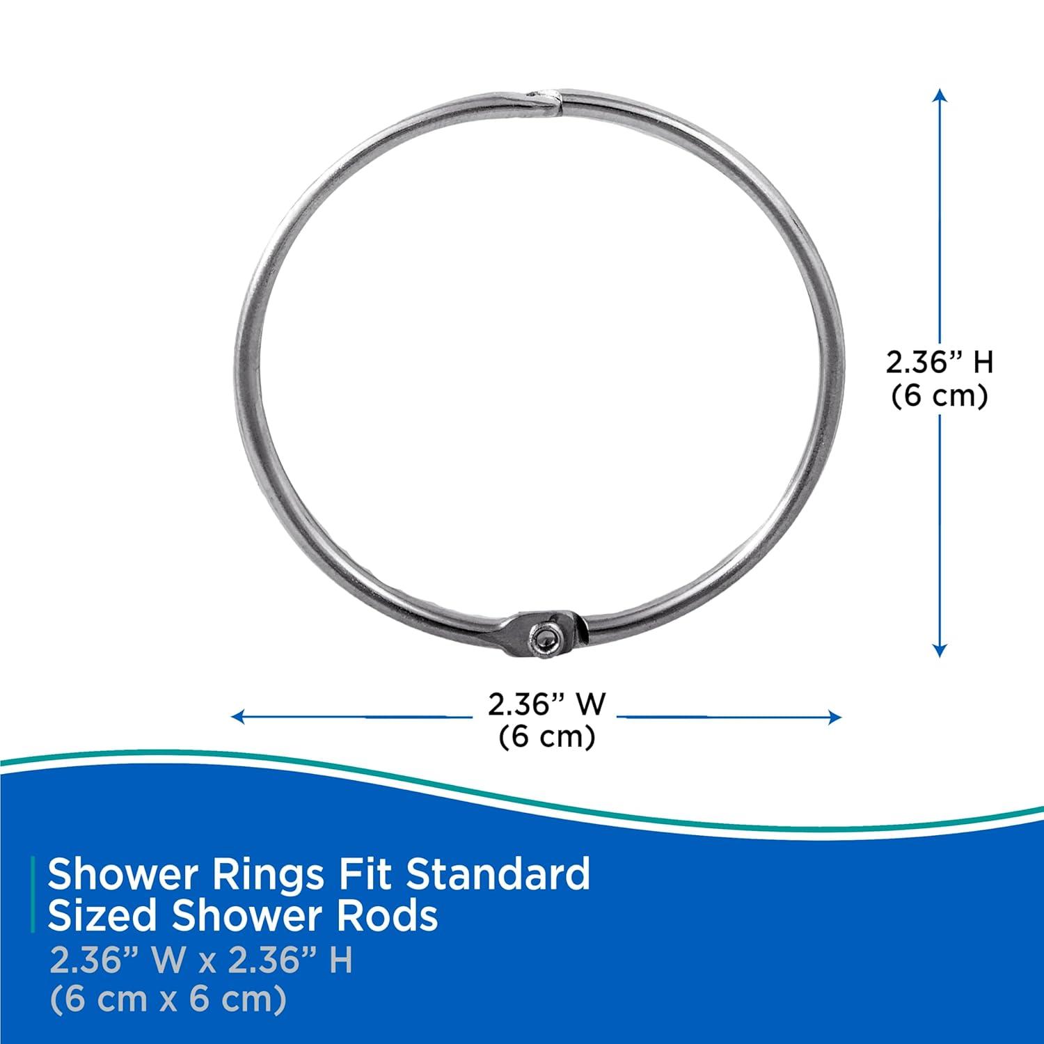 Kenney Kenney Rust-Resistant Metal Circular O-Ring Shower Curtain Rings, Chrome (Set of 12)