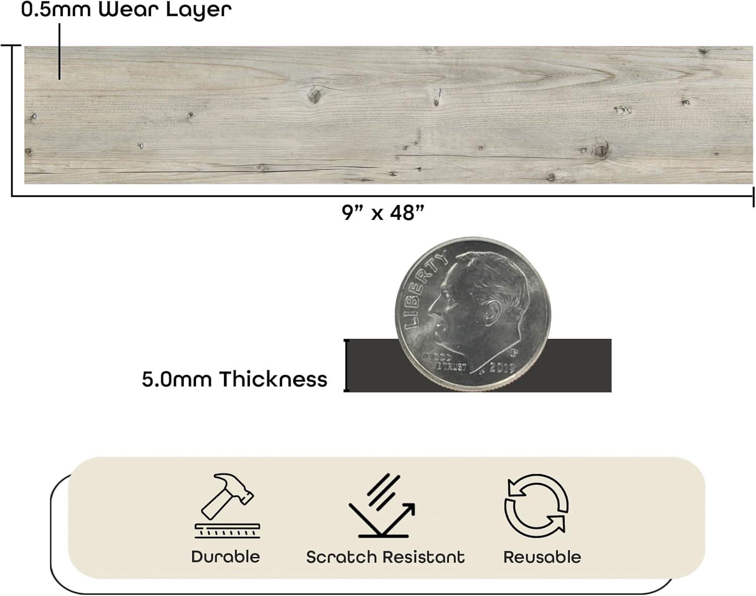 Achim Importing Co Flex Flor™ Looselay 5mm Thick 9'' W x 48'' L Vinyl Plank