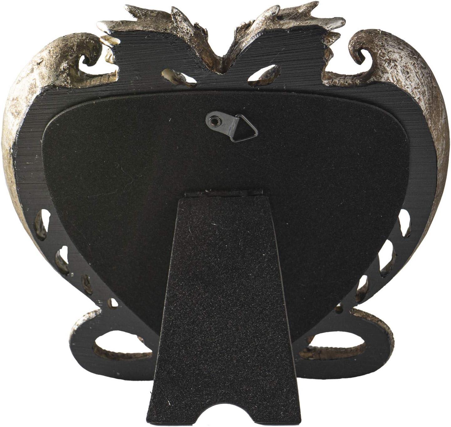 Pacific Trading Gothic Heart Shaped Dragon Mirror, Collectible Medieval Home Accent Décor Resin Piece for Wall or Tabletop Shelf, 6.3 x 5.91 Inches, PTC-14052