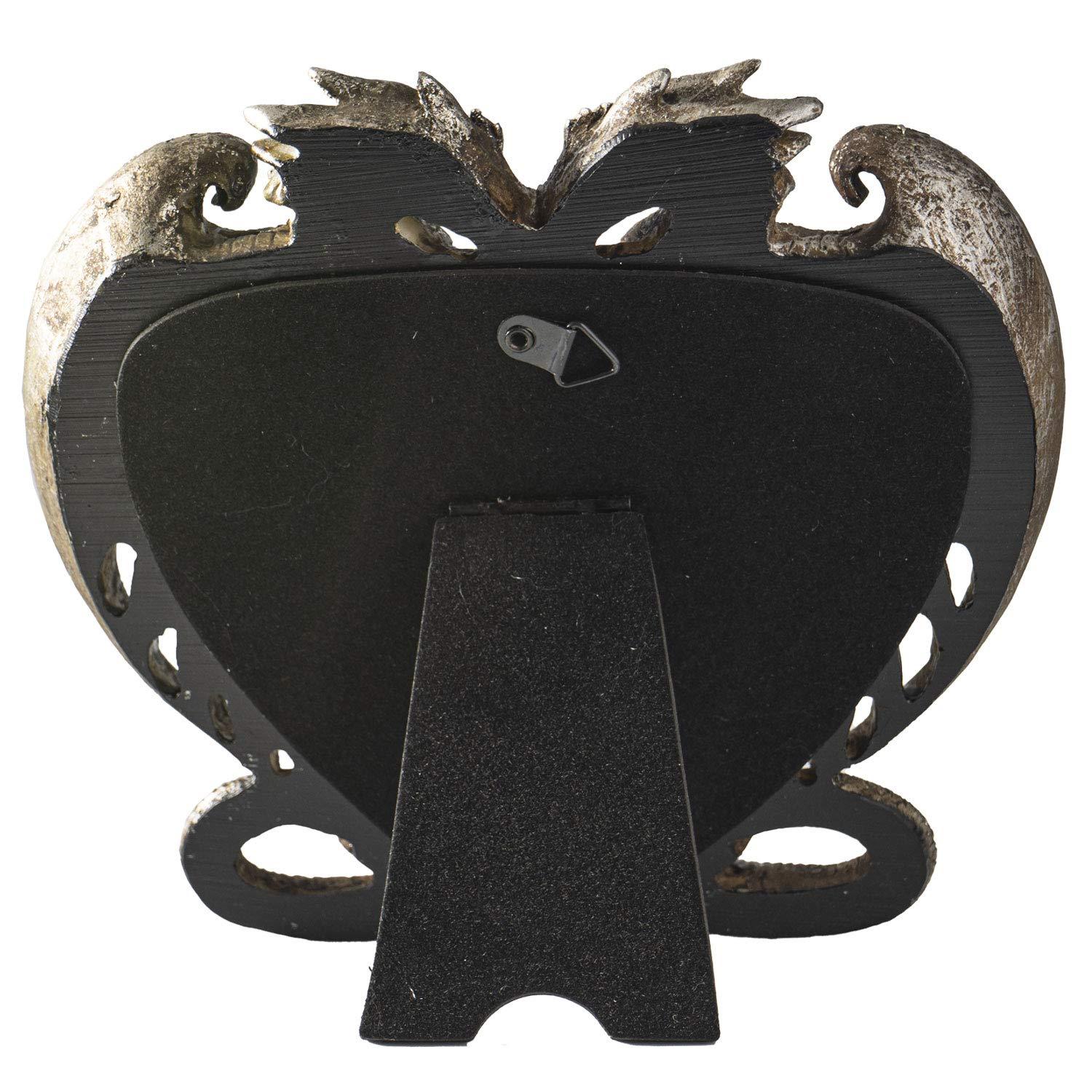 Pacific Trading Gothic Heart Shaped Dragon Mirror, Collectible Medieval Home Accent Décor Resin Piece for Wall or Tabletop Shelf, 6.3 x 5.91 Inches, PTC-14052