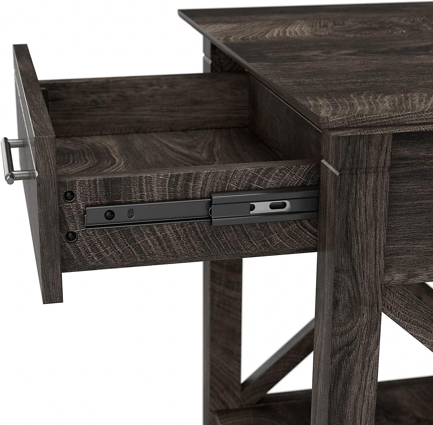Bush Furniture Key West End Table with Storage, Dark Gray Hickory